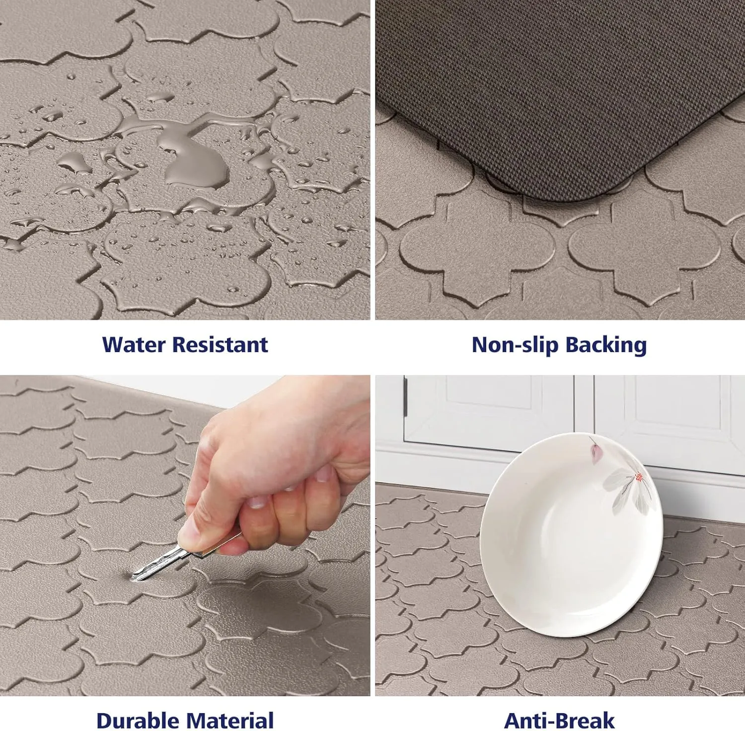 WISELIFE Kitchen Mat Cushioned Anti Fatigue Floor Mat,17.3"x60", Thick Non Slip Waterproof Kitchen Rugs and Mats,Heavy Duty Foam Standing Mat for Kitchen,Floor,Home,Office,Desk,Sink,Laundry, Khaki