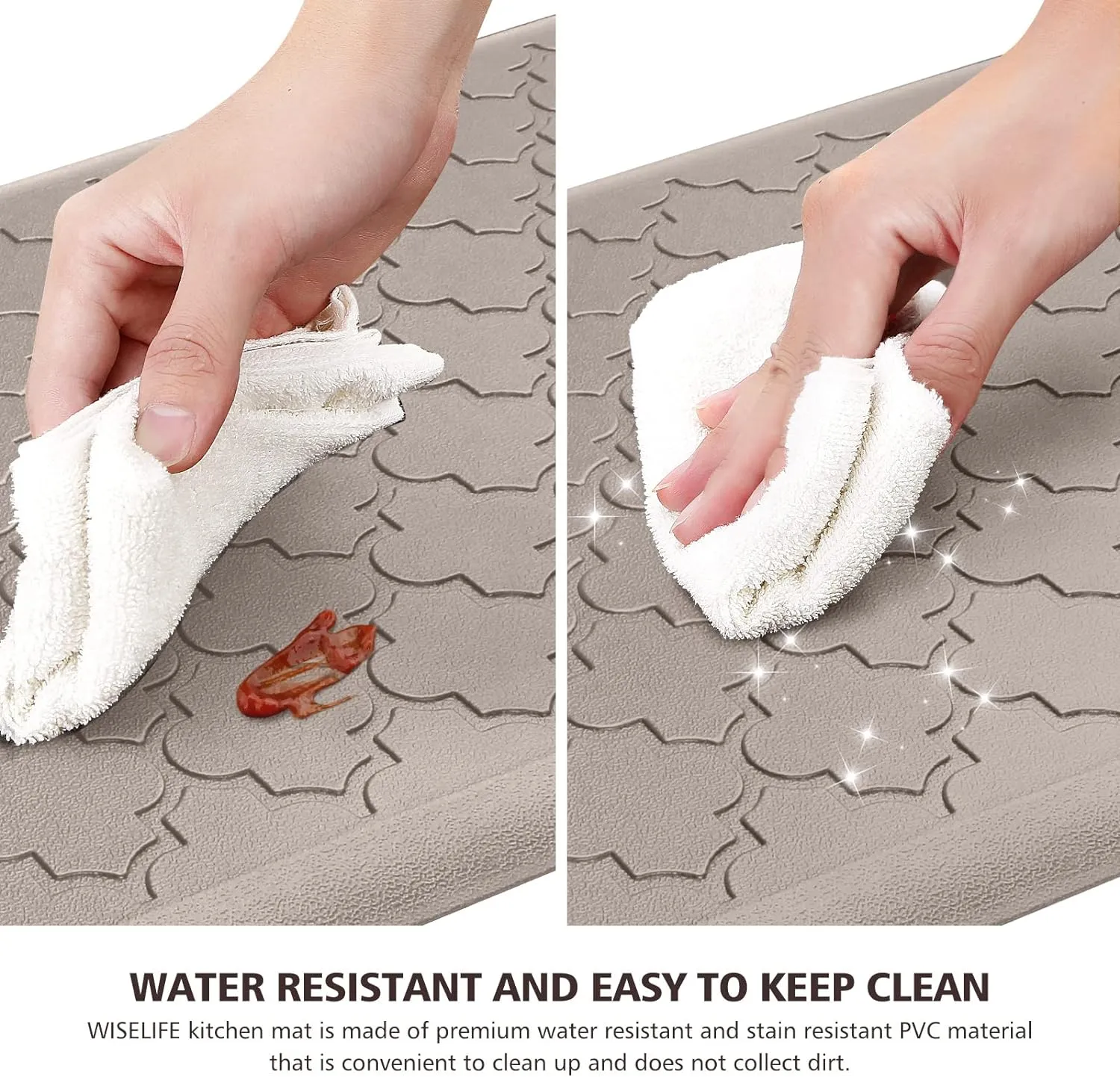 WISELIFE Kitchen Mat Cushioned Anti Fatigue Floor Mat,17.3"x60", Thick Non Slip Waterproof Kitchen Rugs and Mats,Heavy Duty Foam Standing Mat for Kitchen,Floor,Home,Office,Desk,Sink,Laundry, Khaki