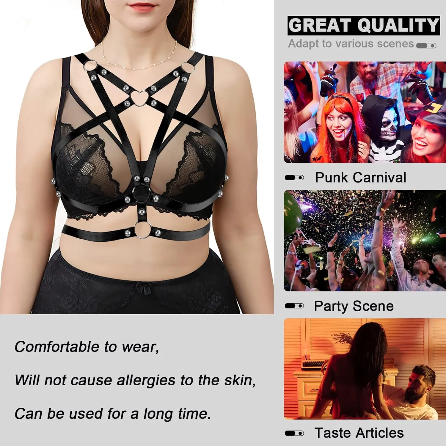 Women's Body Cage Breast Harness Belts Hollow Out Bra Strappy Plus Size Lingerie New Punk Gothic Rave Charm Tops Bras