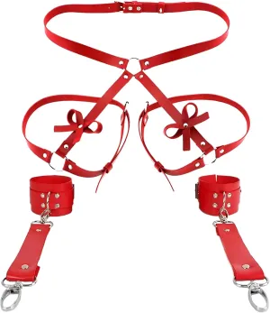 Women's Punk Leather Harness Waist Leg Cage Beds Tableware Gothic Garter Belt Ladies Bondage Harness Sexy Waist Rings