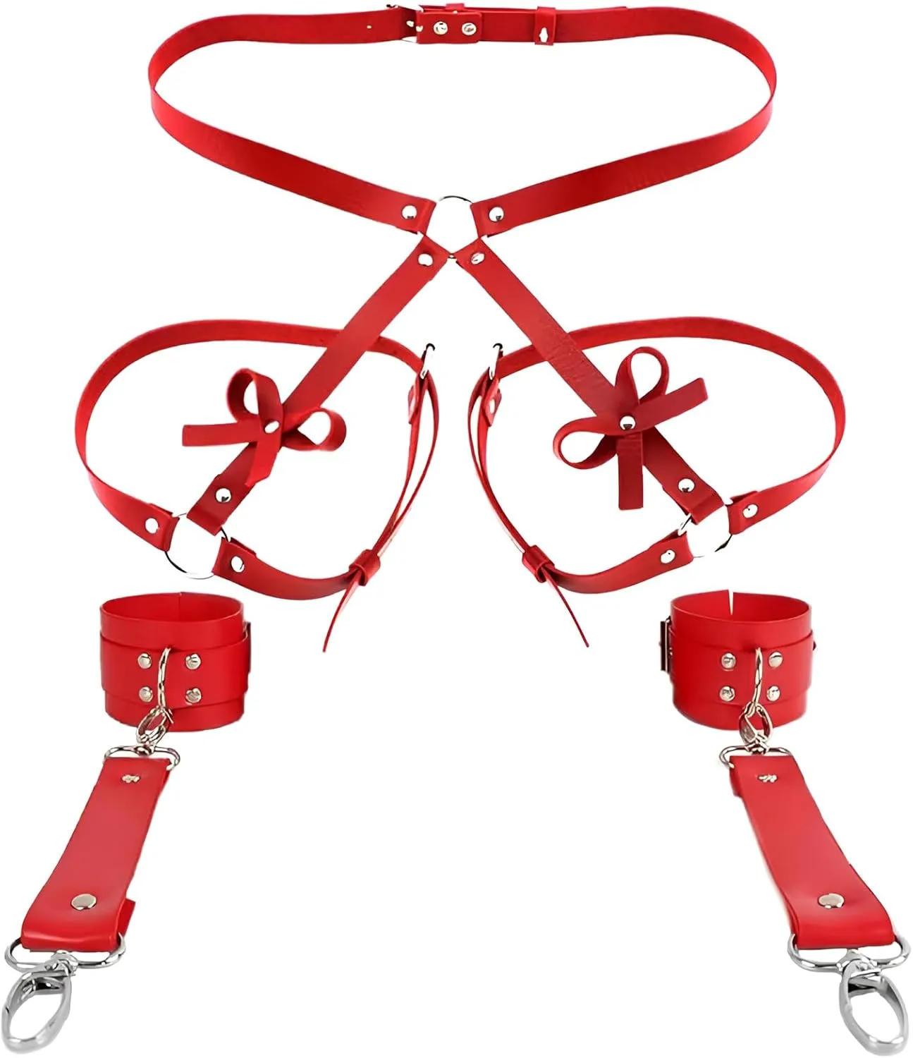 Women's Punk Leather Harness Waist Leg Cage Beds Tableware Gothic Garter Belt Ladies Bondage Harness Sexy Waist Rings