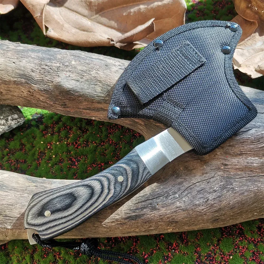 Wooden Handle Survival Axe, Stainless Steel Blade