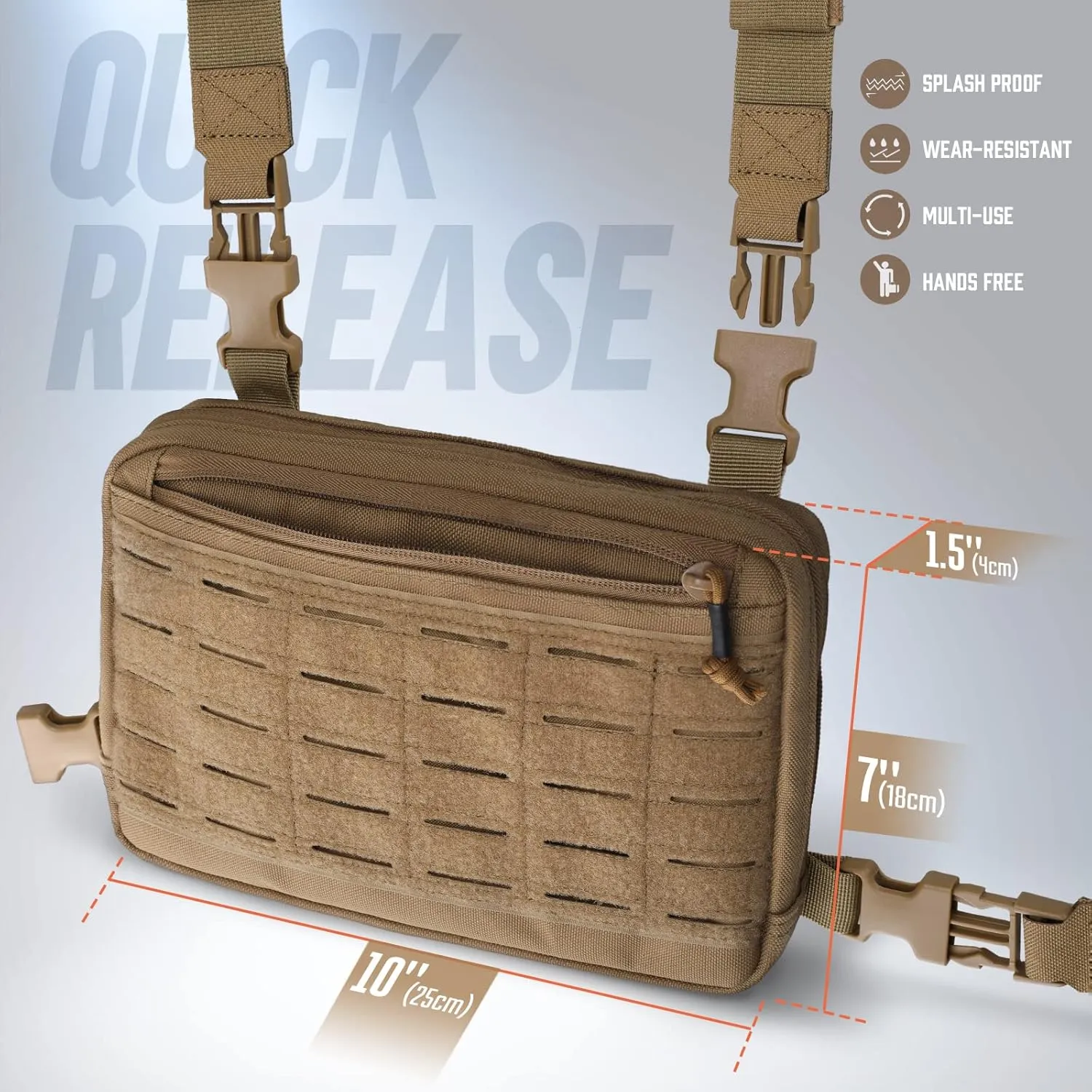 WYNEX Tactical Chest Rig Bag of Laser Cut Design, Molle Chest Pouch Utility Recon Kit Bag Tactical Chest Pack Bag