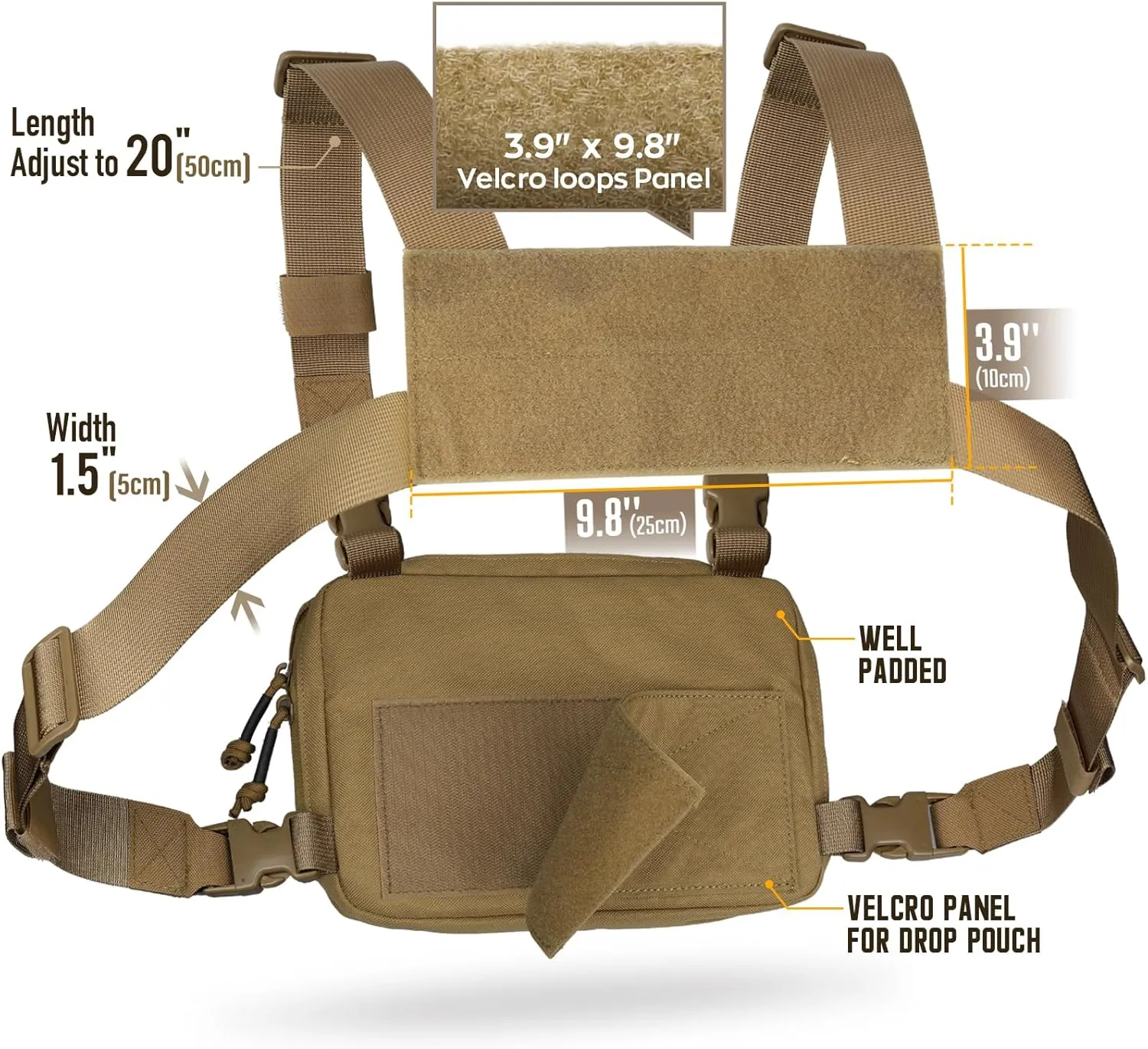 WYNEX Tactical Chest Rig Bag of Laser Cut Design, Molle Chest Pouch Utility Recon Kit Bag Tactical Chest Pack Bag