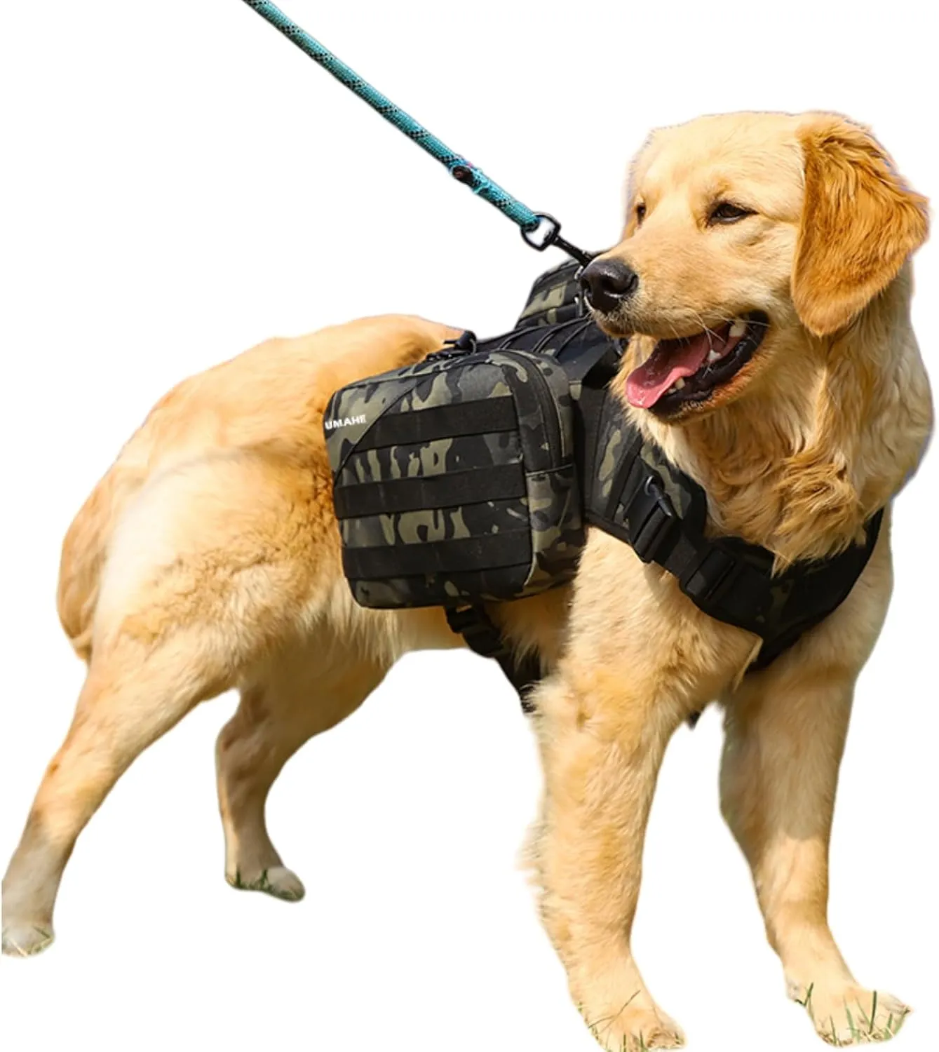 x Jumahe Dog Hiking Backpack, for Large - Giant Dogs, Dog Hiking Back Pack, 5 Adjustable Buckles, Large Capacity 2 Spacious Side Bags, Breathable Waterproof Fabric (Camo)