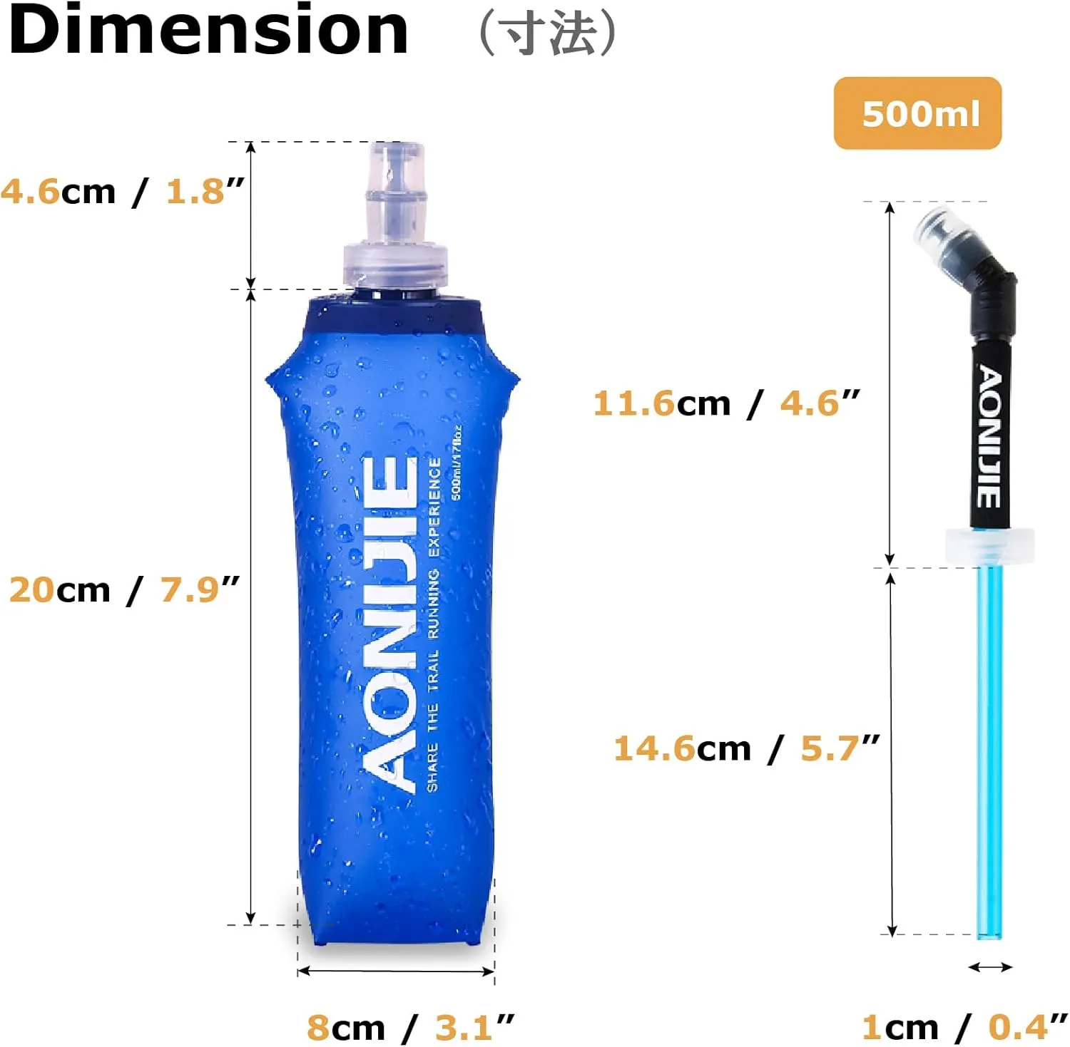 YAPJEB Soft Flask Collapsible Water Bottles, TPU Soft Water Bottle Folding Flask for Hydration Pack, BPA Free Folding Water Bottle Ideal for Cycling