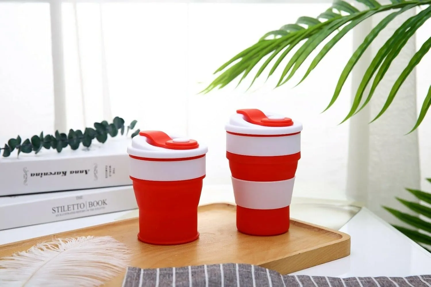 YBM Home Silicone Collapsible Travel Cup with Lid - Unbreakable Silicone Folding Cup Drinkware for Camping and Travel, 12162vc-3