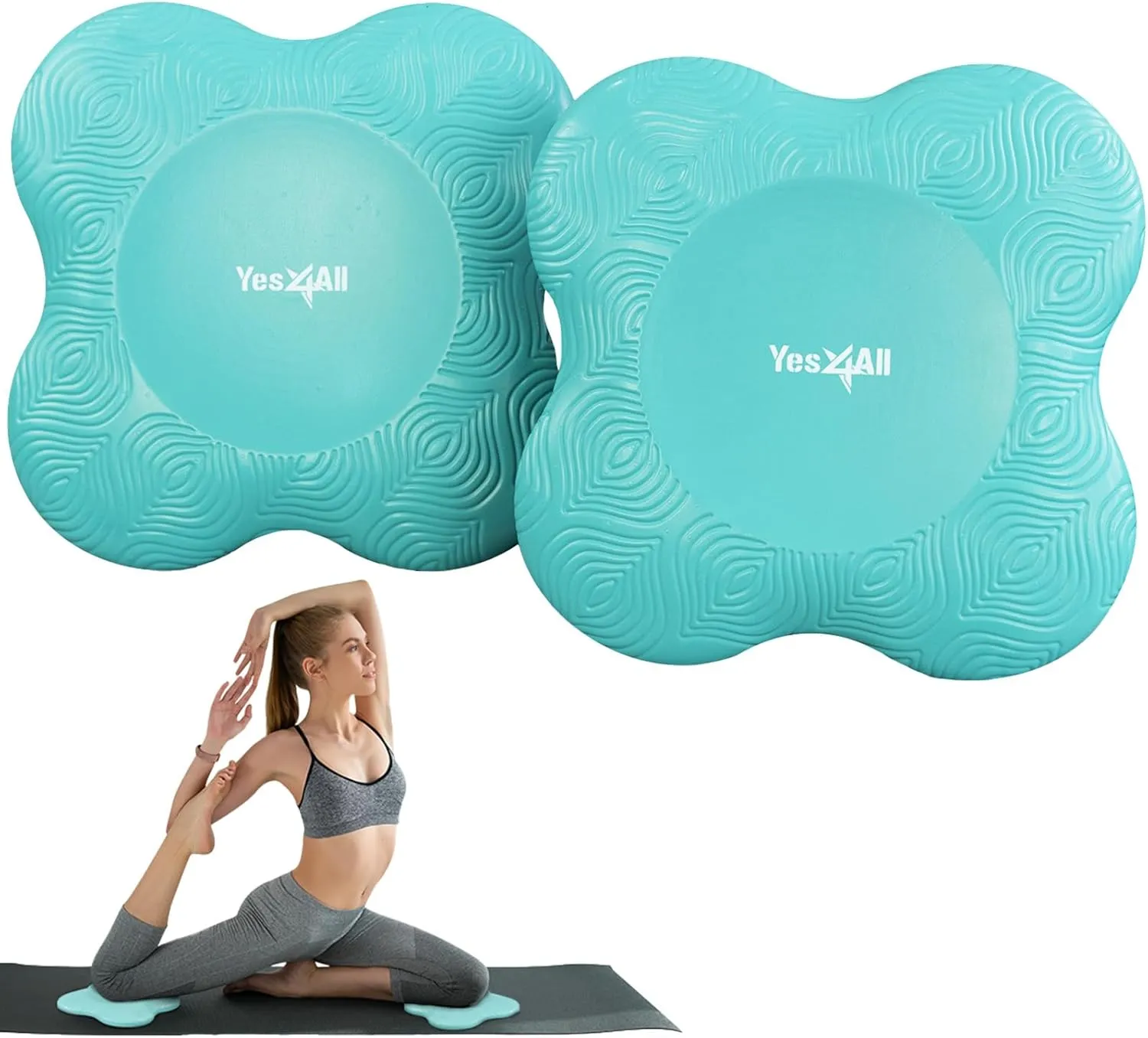 Yes4All 2PCS Yoga Knee Pads Extra Thick, Yoga Kneeling Pad for Pilates Exercise, 13/16 Inches Cushion Knees Elbow Mat Supplies for Women Men Fitness Travel