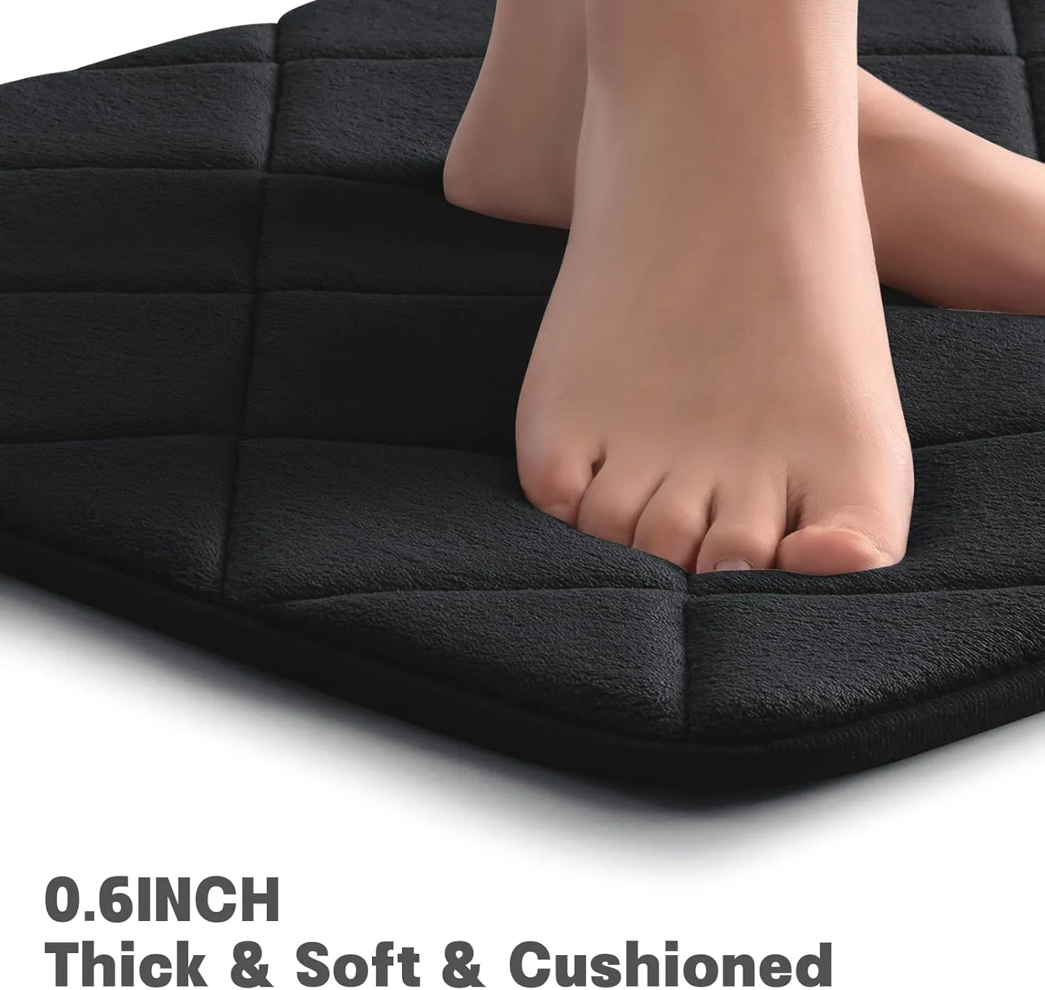 YIHOUSE Bathroom Rug Set 5 Piece, Soft Non Slip Memory Foam Bathroom Rugs, Machine Wash Bathroom Mat Set, Water Absorbent Bath Rugs for Toilet and Floor (Black)