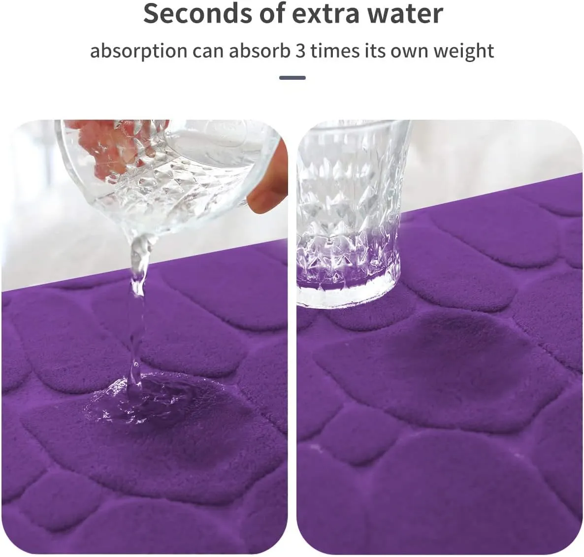 YIHOUSE Memory Foam Runner Rug, Cobblestone Bathroom Runner Rugs Super Water Absorbent Bath Mats for Bathroom Machine Washable Bath Rugs Runner for Hallway Bedroom Laundry Room(20 x 47,Eggplant)