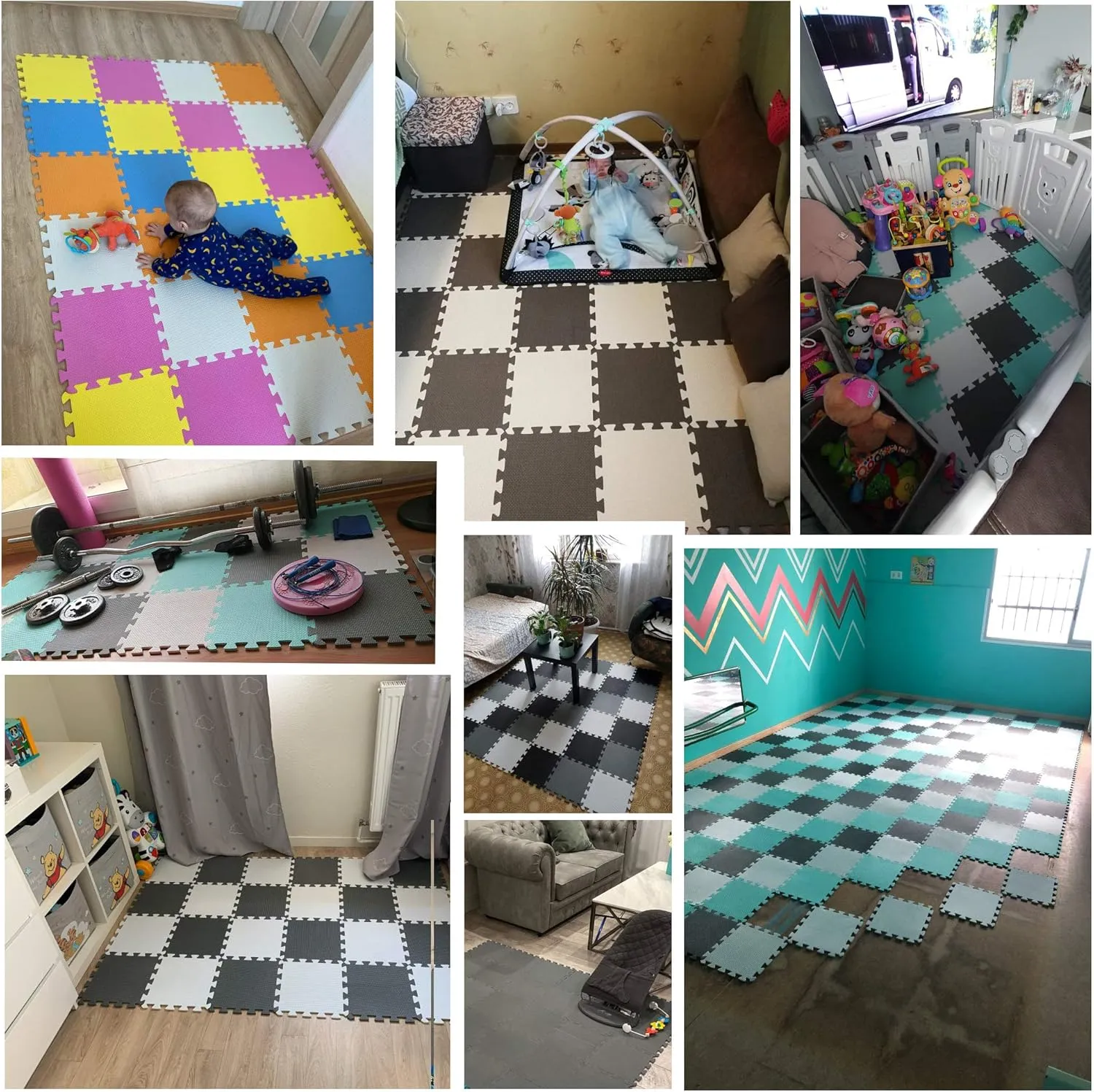 YIMINYUER® 20 Tiles (30cm×30cm×1cm Each Tile) Baby Soft Puzzle Play Mats, Kids Thick EVA Foam Floor, Toddlers & Children's Soft Interlocking Mat R01R10R12G301020