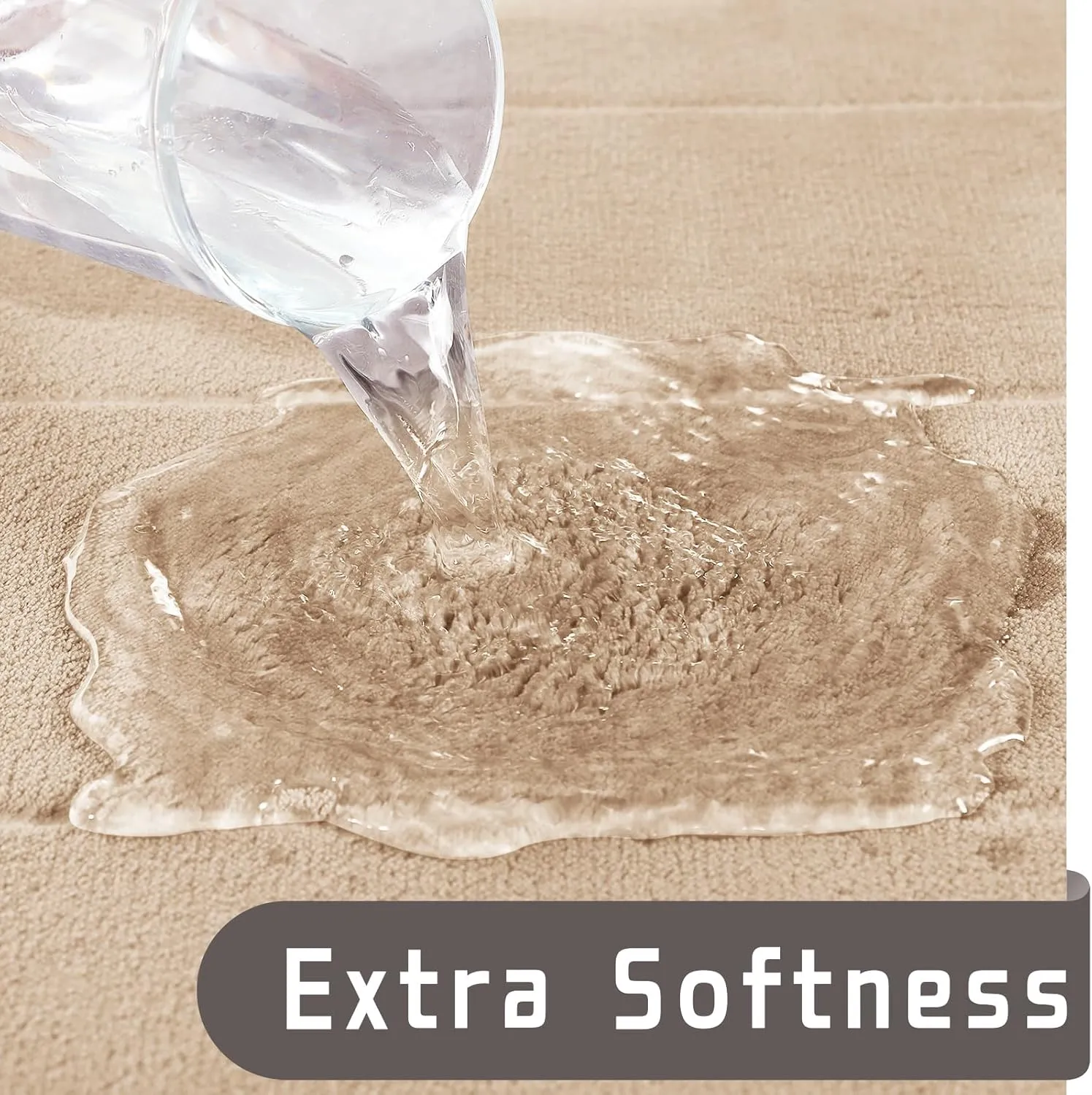 Yimobra Bathroom Rugs Sets 2 Piece, Soft Absorbent Memory Foam Bath Mats Set, Dry Fast Bath Mat, Machine Washable Bath Rug Set for Bathroom, 17x24 31.5x19.8 Inches, Beige