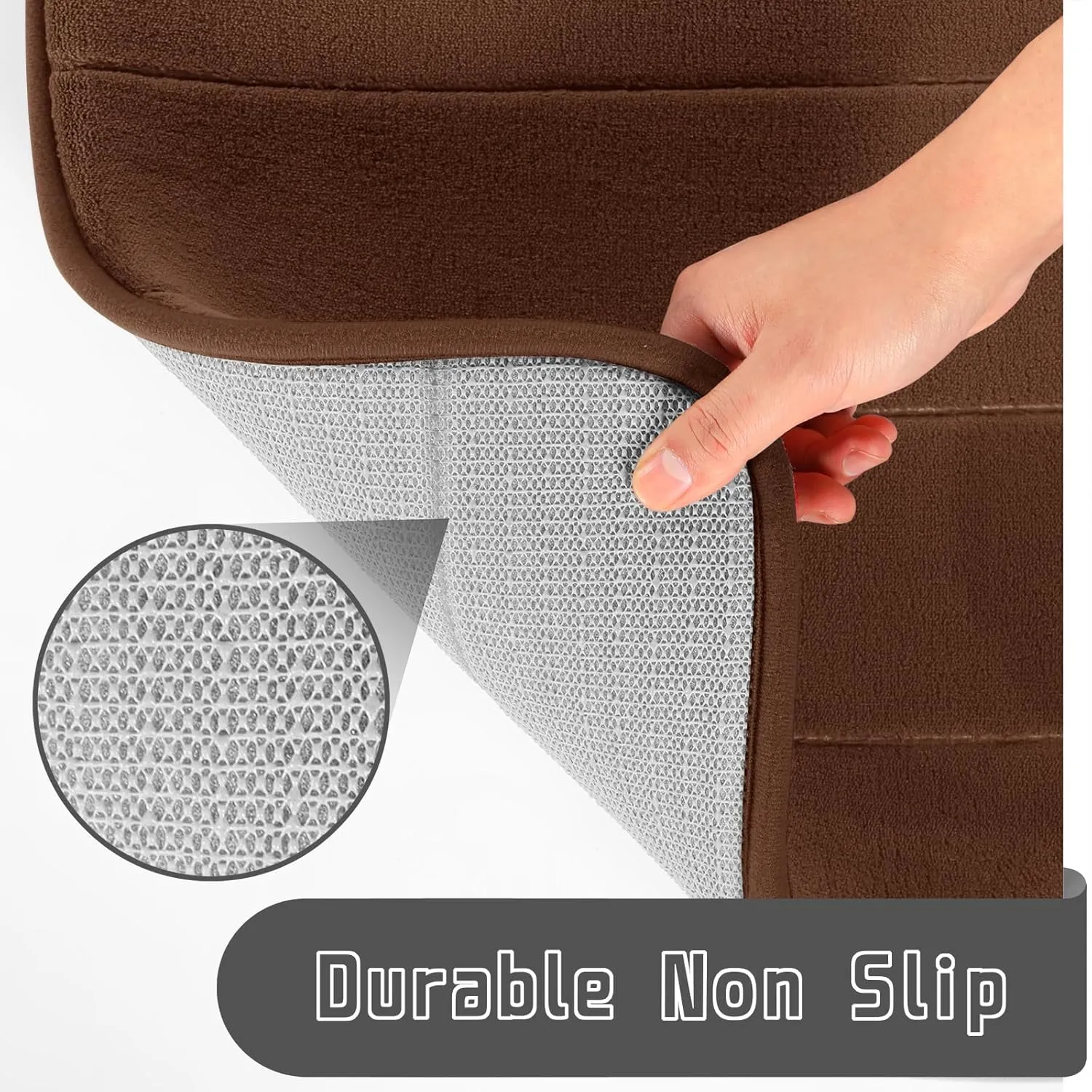 Yimobra Bathroom Rugs Sets 2 Piece, Soft Absorbent Memory Foam Bath Mats Set, Dry Fast Bath Mat, Machine Washable Bath Rug Set for Bathroom, 17x24 31.5x19.8 Inches, Brown