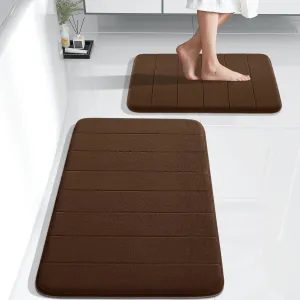 Yimobra Bathroom Rugs Sets 2 Piece, Soft Absorbent Memory Foam Bath Mats Set, Dry Fast Bath Mat, Machine Washable Bath Rug Set for Bathroom, 17x24 31.5x19.8 Inches, Brown