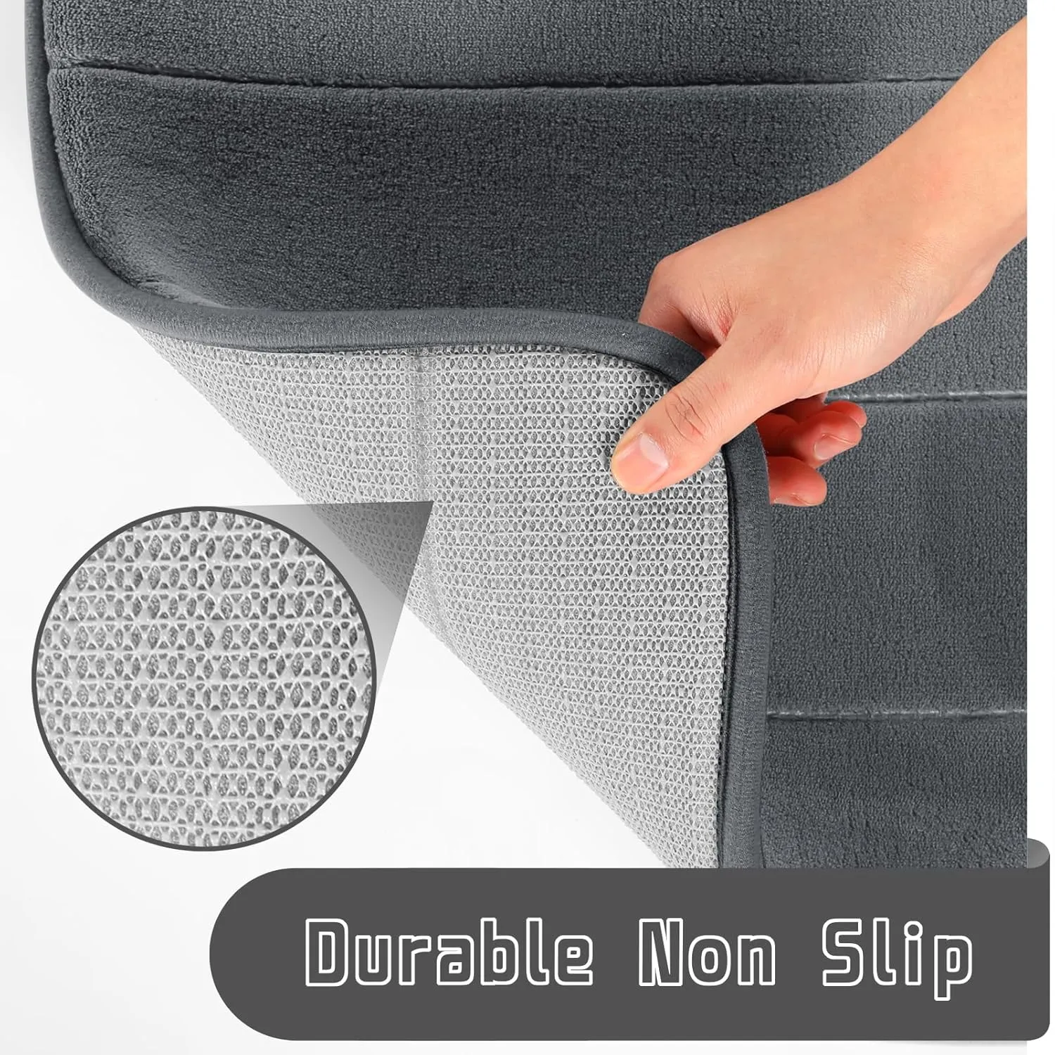 Yimobra Bathroom Rugs Sets 2 Piece, Soft Absorbent Memory Foam Bath Mats Set, Dry Fast Bath Mat, Machine Washable Bath Rug Set for Bathroom, 17x24 31.5x19.8 Inches, Dark Gray