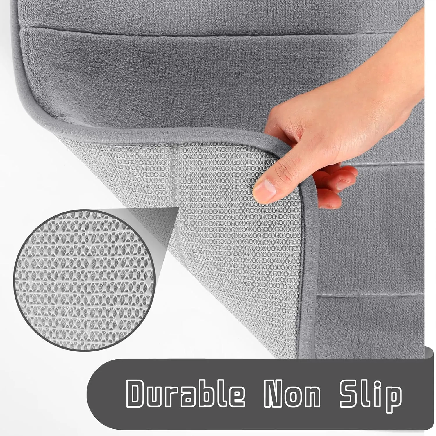 Yimobra Bathroom Rugs Sets 2 Piece, Soft Absorbent Memory Foam Bath Mats Set, Dry Fast Bath Mat, Machine Washable Bath Rug Set for Bathroom, 17x24 31.5x19.8 Inches, Gray