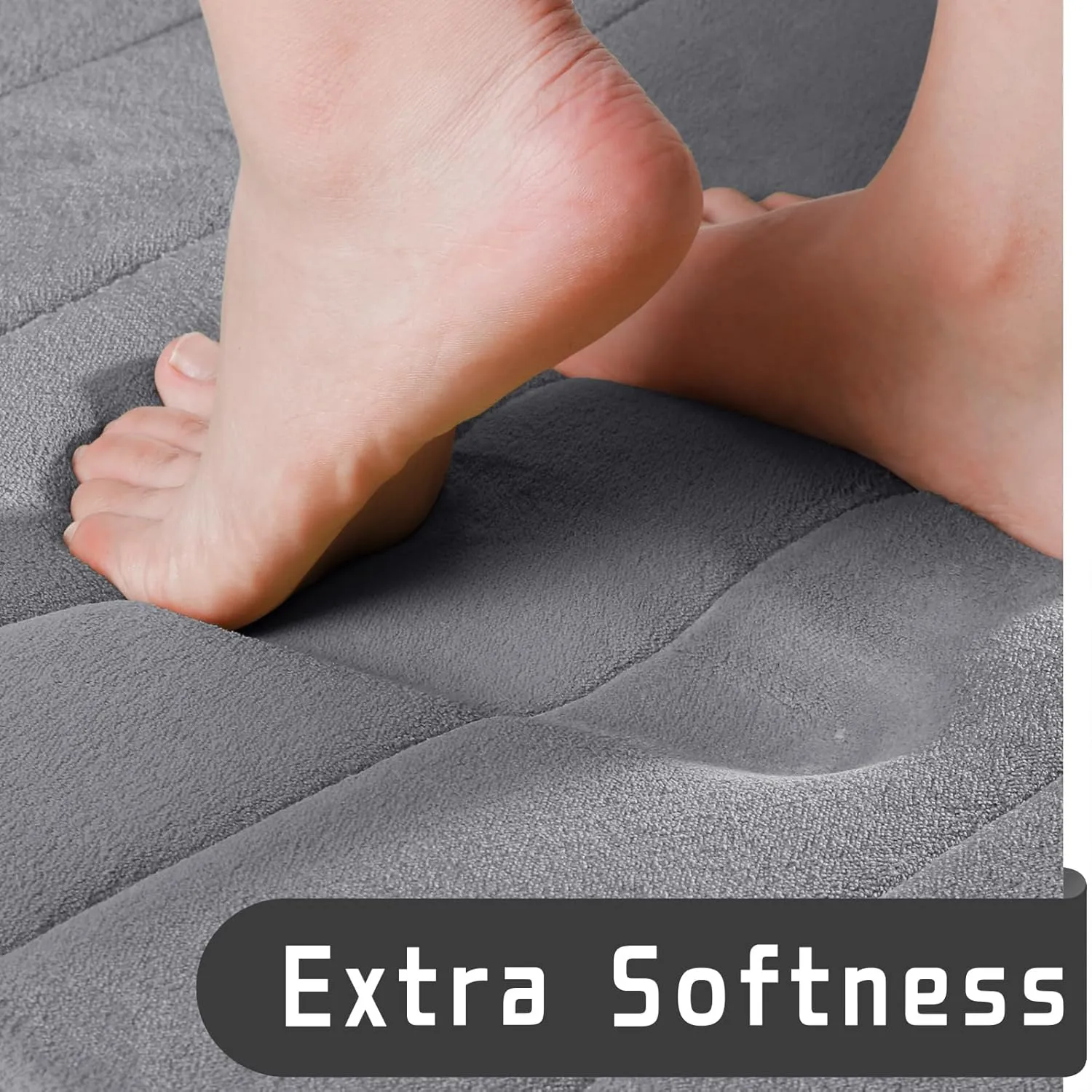 Yimobra Bathroom Rugs Sets 2 Piece, Soft Absorbent Memory Foam Bath Mats Set, Dry Fast Bath Mat, Machine Washable Bath Rug Set for Bathroom, 17x24 31.5x19.8 Inches, Gray