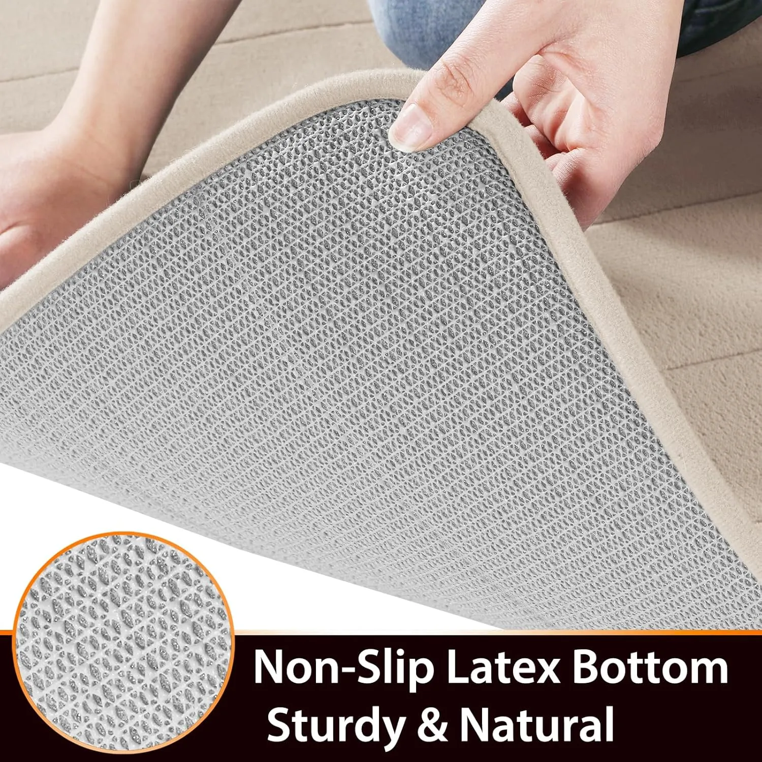 Yimobra Memory Foam Bath Mat Rug, 24 x 17 Inches, Comfortable, Soft, Non-Slip, Super Absorbent, Quick Drying Bathroom Rug for Floor, Tub & Shower, Machine Washable, Thick, Beige