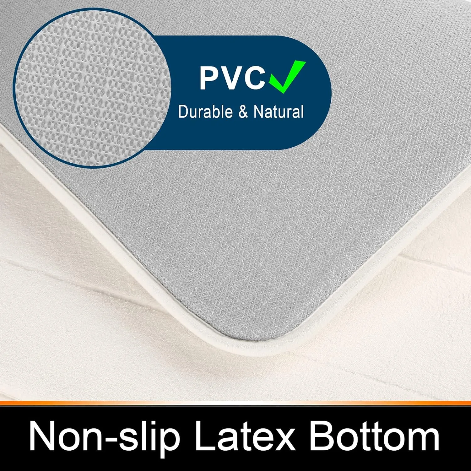 Yimobra Memory Foam Bath Mat Rug, 24 x 17 Inches, Comfortable, Soft, Non-Slip, Super Absorbent, Quick Drying Bathroom Rug for Floor, Tub & Shower, Machine Washable, Thick, Cream