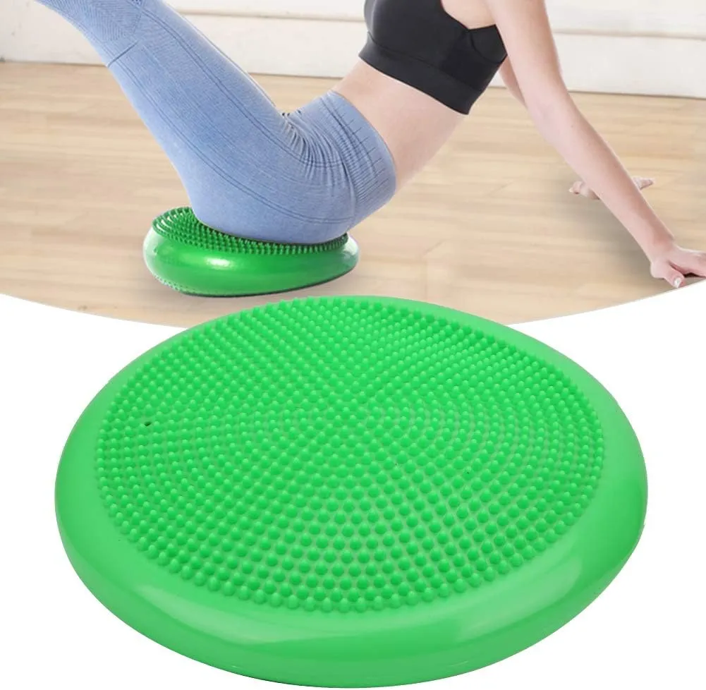 Yoga Inflatable Cushion, PVC Wobble Massage Balances Cushion Thickened Yoga Inflatable Cushion Body Fitness Equipment for Exercise Sports Yoga