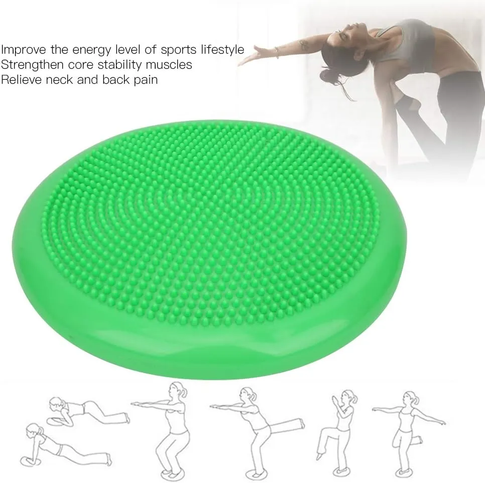 Yoga Inflatable Cushion, PVC Wobble Massage Balances Cushion Thickened Yoga Inflatable Cushion Body Fitness Equipment for Exercise Sports Yoga