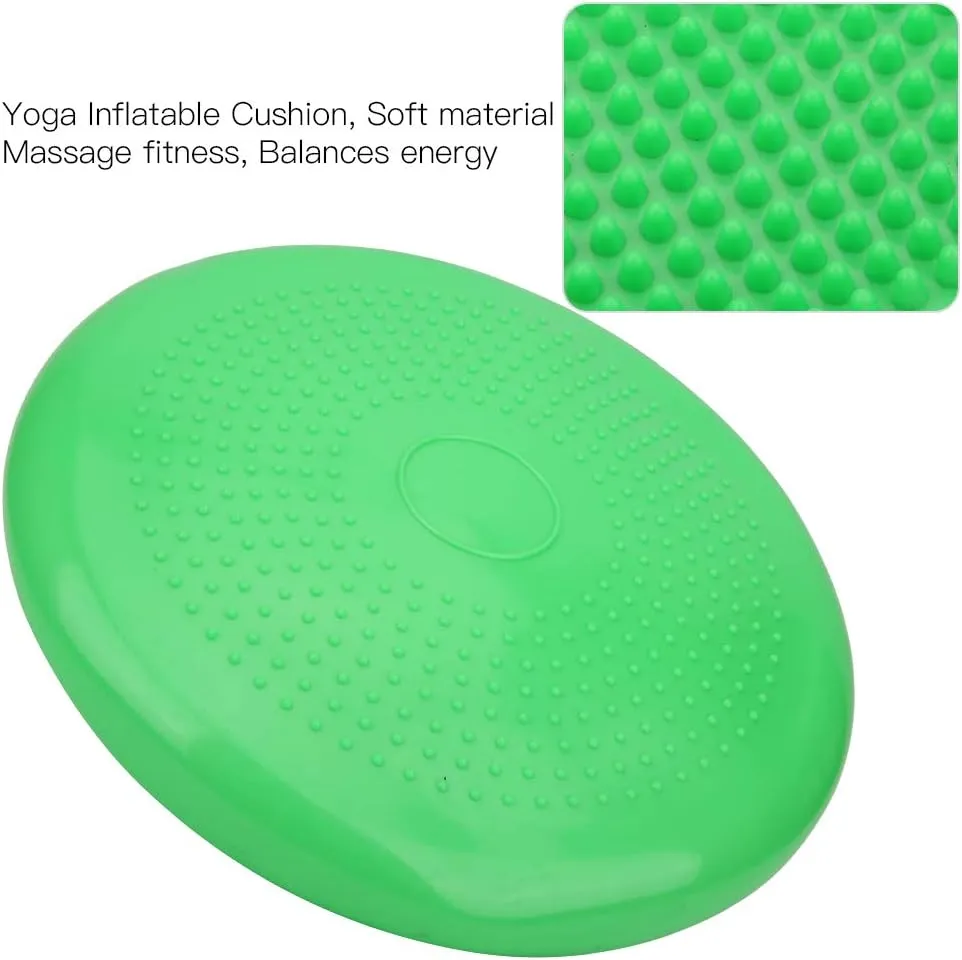 Yoga Inflatable Cushion, PVC Wobble Massage Balances Cushion Thickened Yoga Inflatable Cushion Body Fitness Equipment for Exercise Sports Yoga
