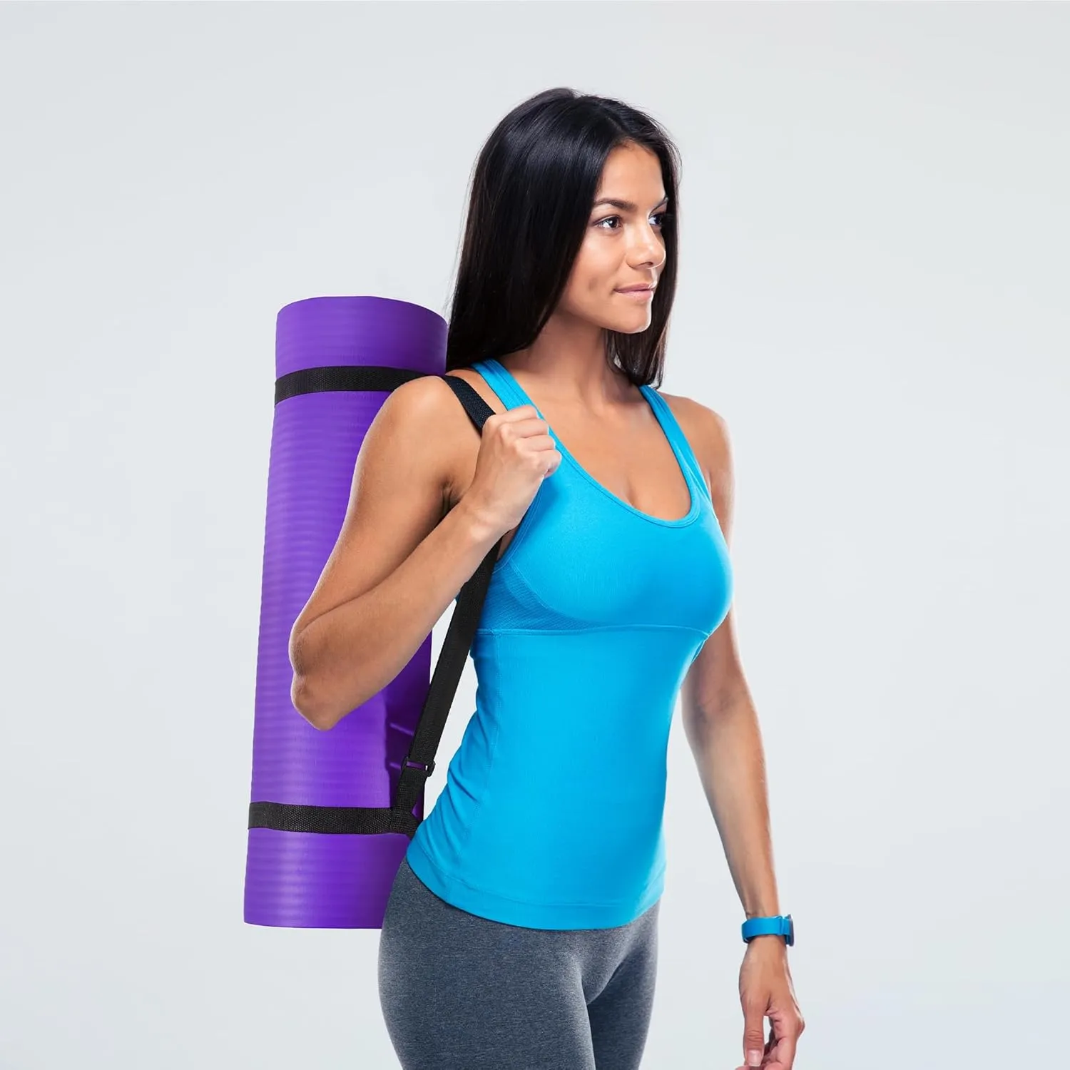 Yoga Mat, 1/2-Inch Extra Thick High Density Exercise Mat, Anti-Tear Exercise Yoga Mat with Carrying Strap, Suitable for Various Yoga Exercises