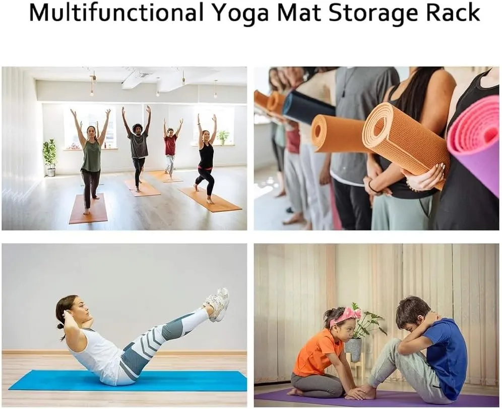Yoga Mat Holder Basket, Large Yoga Mat Storage Cart with Wheels, Yoga Mat Rack Foam Rollers Organizer, Commercial Rack for Yoga Mat Foam Roller Storage for Gym/Yoga Studio Hold 30 Exercise Mats(White,