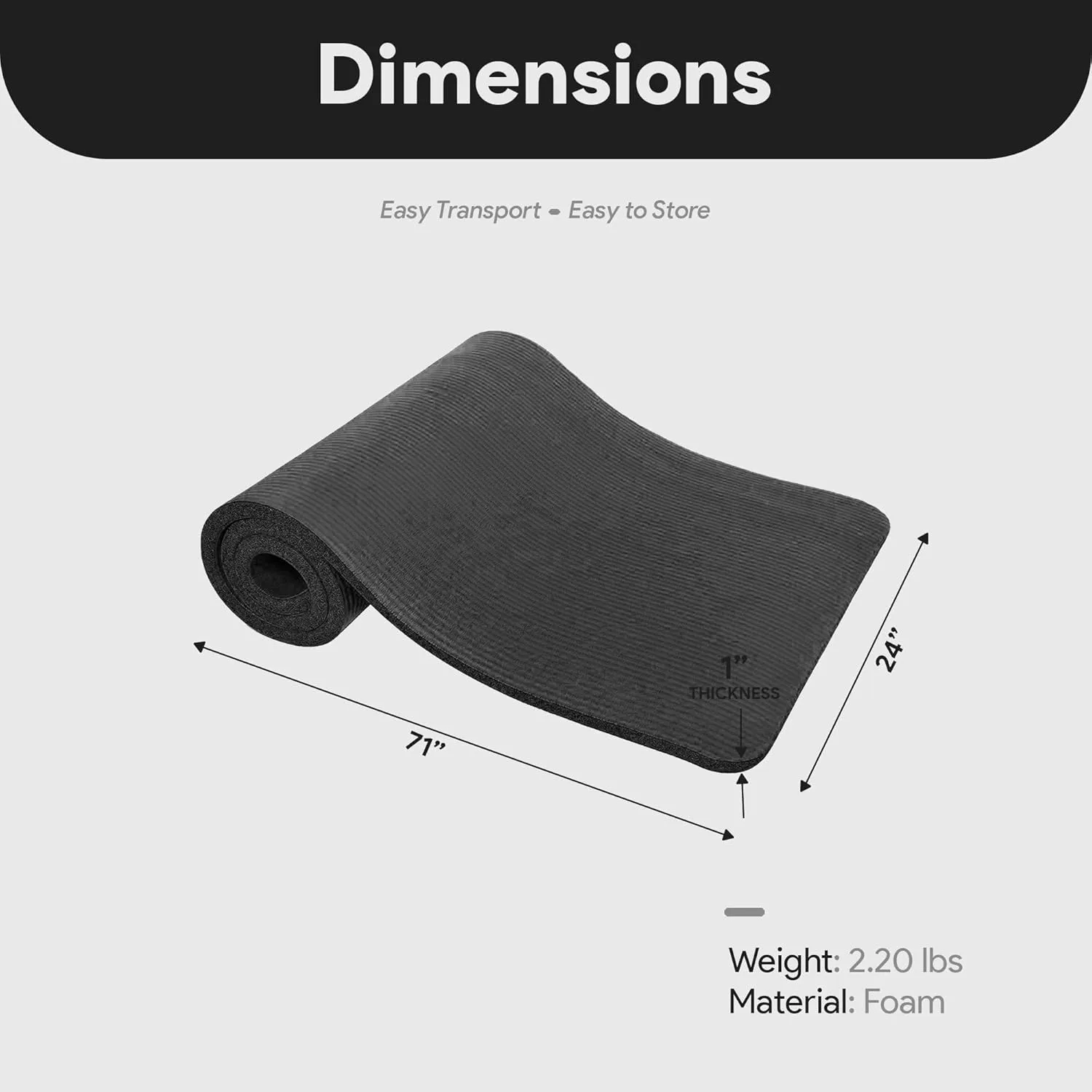 Yoga Mat, One-Inch Extra Thick High Density Exercise Mat, Anti-Tear Exercise Yoga Mat with Carrying Strap, Suitable for Various Yoga Exercises