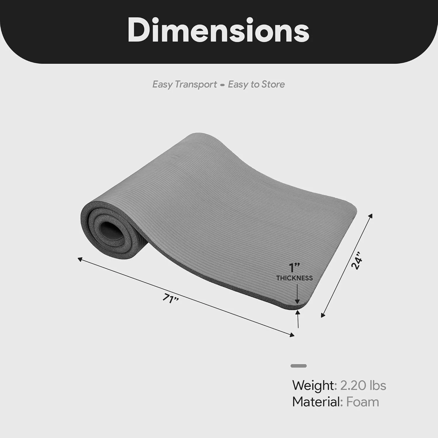 Yoga Mat, One-Inch Extra Thick High Density Exercise Mat, Anti-Tear Exercise Yoga Mat with Carrying Strap, Suitable for Various Yoga Exercises