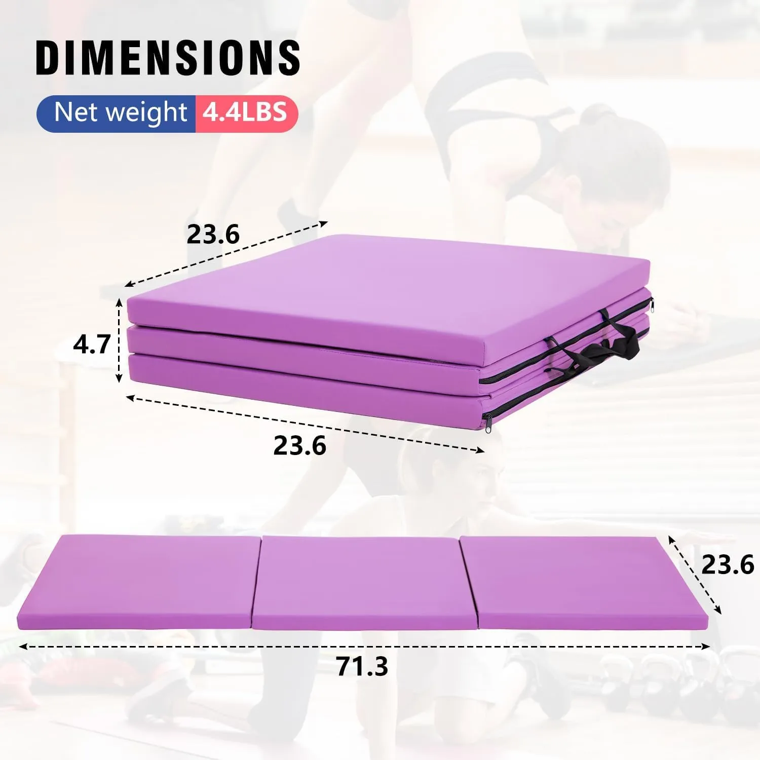 Yoga Mat Thick 2 Inch Workout Flooring for Home Gym - Exercise, Gymnastics, Tumbling, Pilates, Dance Equipment - Foldable Foam Play Mat for Kids and Adults