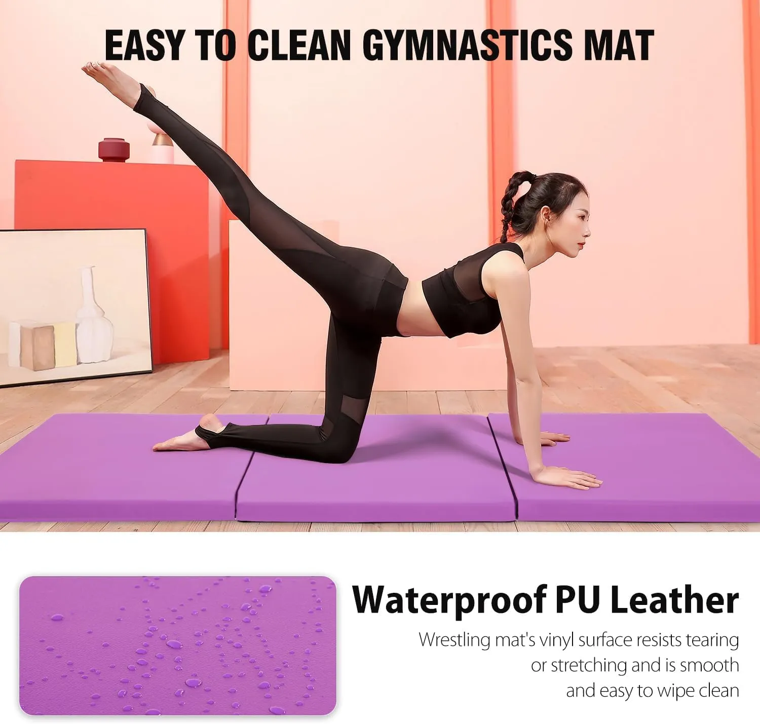 Yoga Mat Thick 2 Inch Workout Flooring for Home Gym - Exercise, Gymnastics, Tumbling, Pilates, Dance Equipment - Foldable Foam Play Mat for Kids and Adults