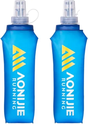YOUGLE 2 Pack Soft Hydration Flask TPU Collapsible Water Bottles for Running Hydration Vest, BPA-Free, for Cycling Marathon Hiking