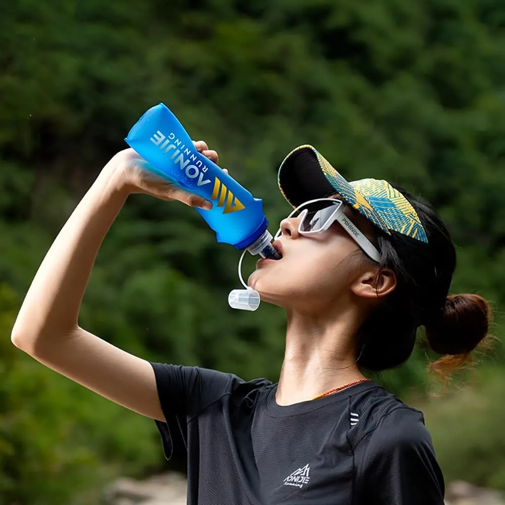YOUGLE 2 Pack Soft Hydration Flask TPU Collapsible Water Bottles for Running Hydration Vest, BPA-Free, for Cycling Marathon Hiking