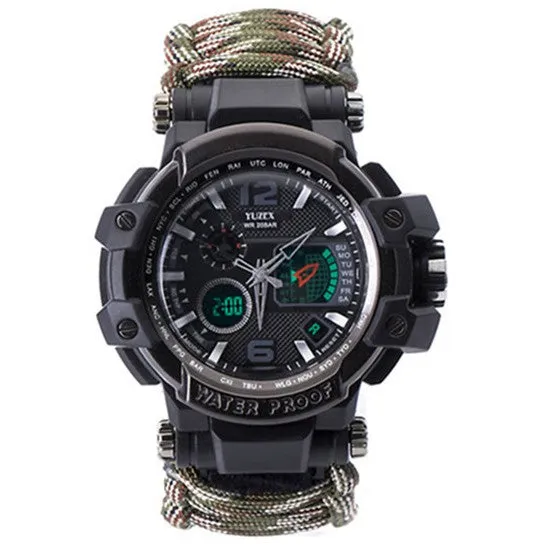 Yuzex Survival Watch, 6 in 1 Paracord Bracelet Compass Watch