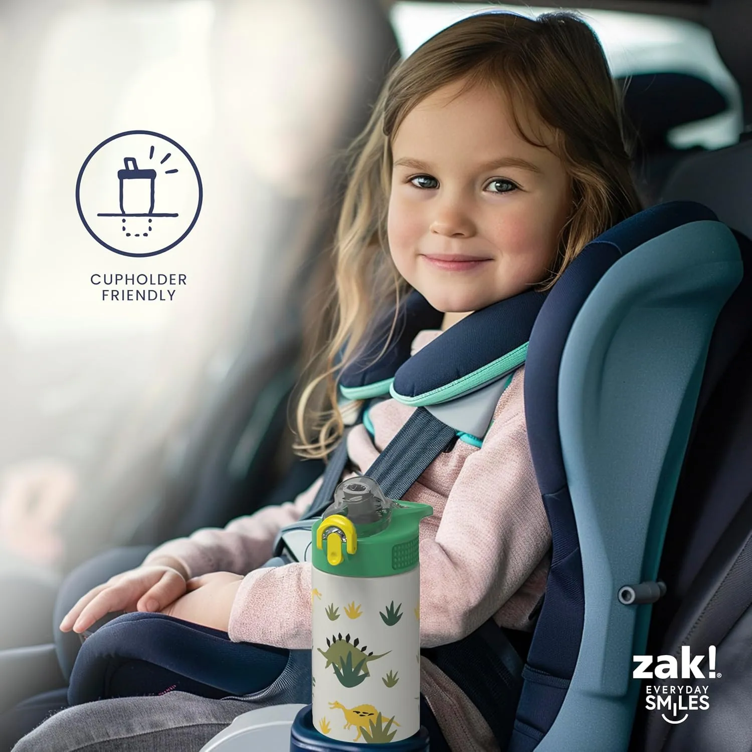 Zak Designs Minecraft Sage Kids Water Bottle For School or Travel, 19oz Stainless Steel Water Bottle With Straw, Handle, and Leak-Proof, Pop-Up Spout Cover (Steve, Alex, Mobs)