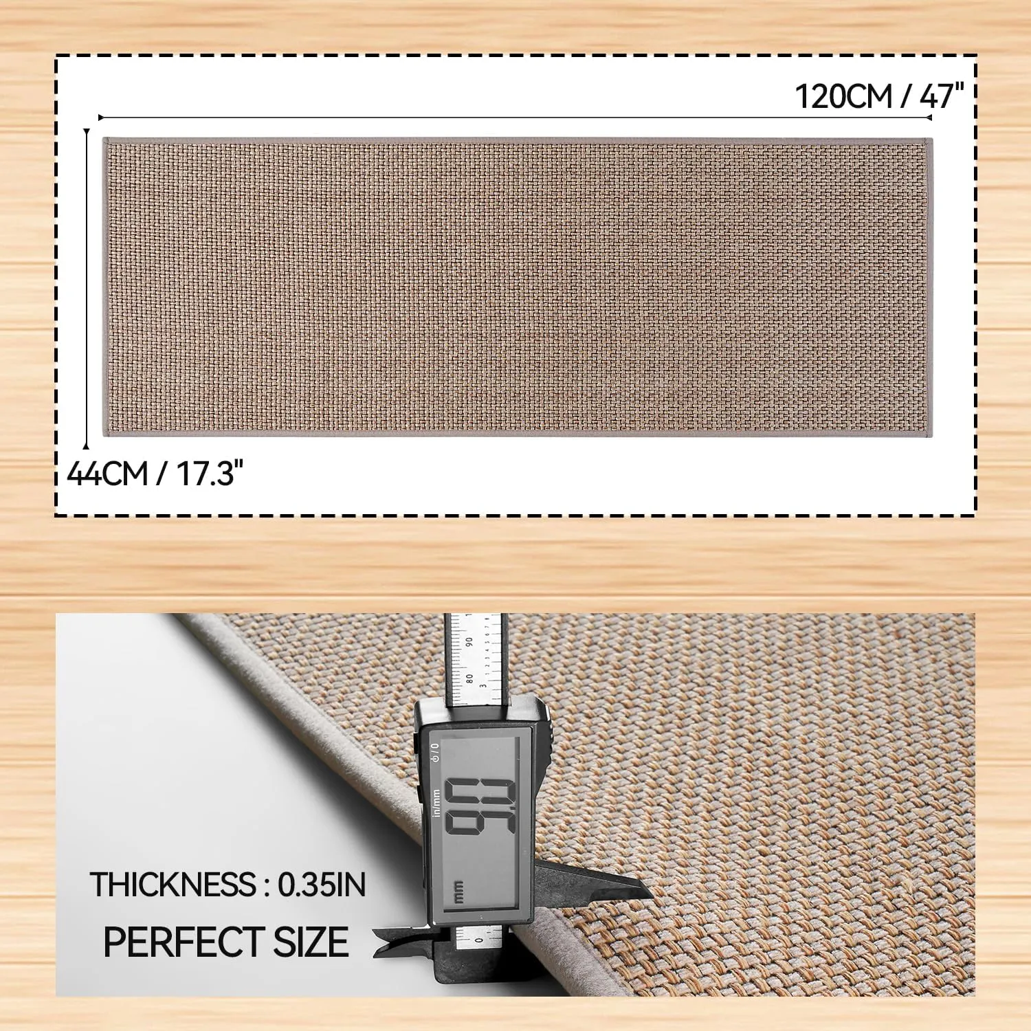 Zamo Anti-Fatigue Kitchen Mat, Non Slip Kitchen Rugs with Memory Foam, Absorbent Runner Mat for Floor, Standing Mats for in Front of Sink, Door, Laundry, Entryway, Hallway (Beige, 47" × 17.3")