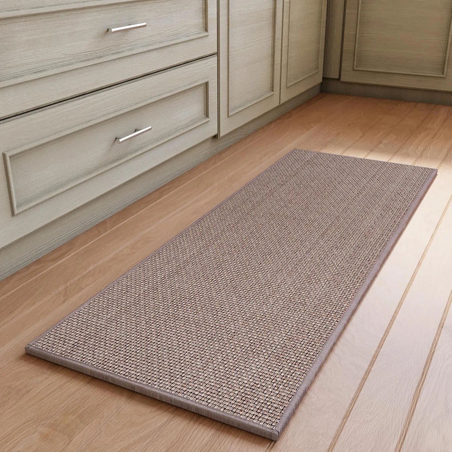 Zamo Anti-Fatigue Kitchen Mat, Non Slip Kitchen Rugs with Memory Foam, Absorbent Runner Mat for Floor, Standing Mats for in Front of Sink, Door, Laundry, Entryway, Hallway (Beige, 47" × 17.3")