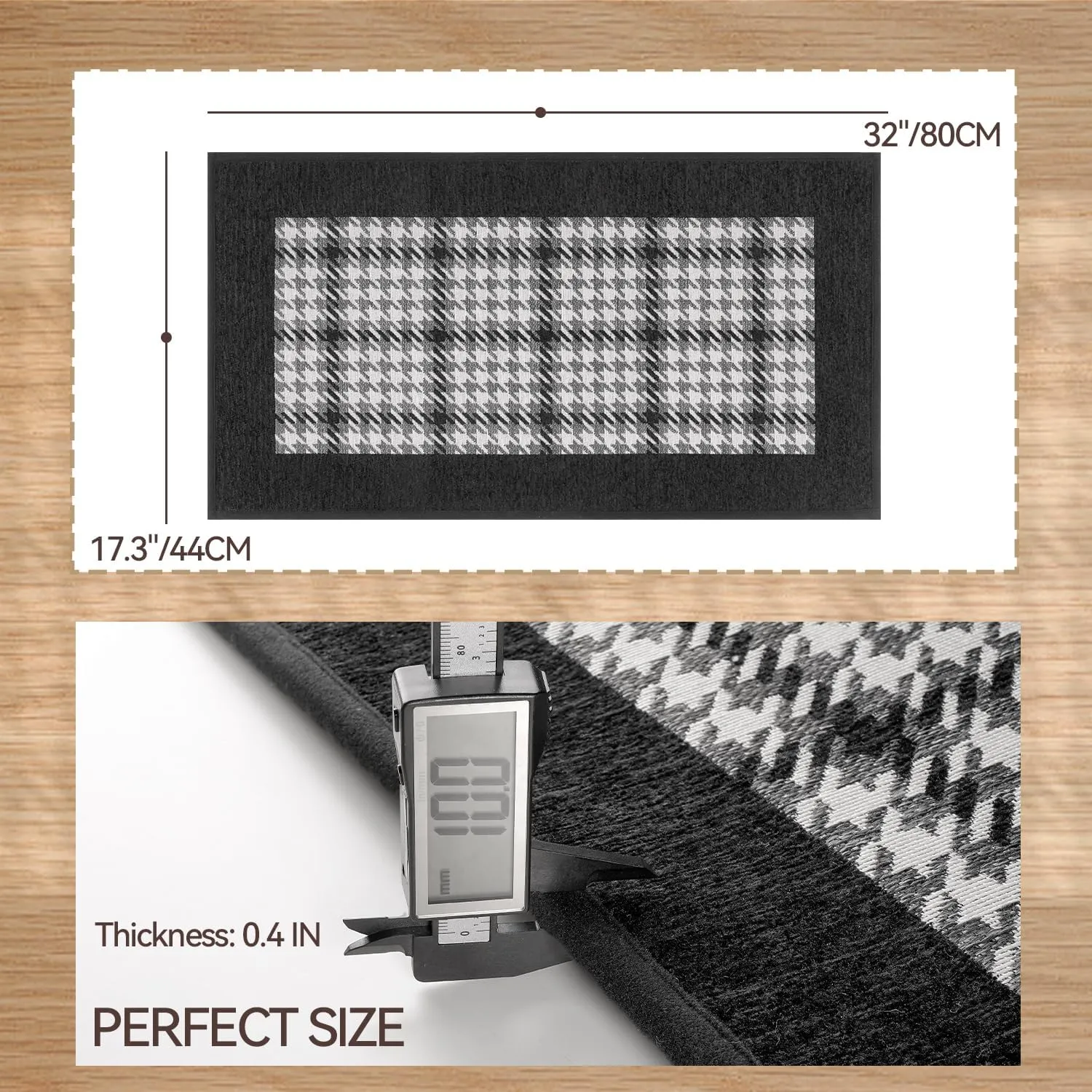 Zamo Anti-Fatigue Kitchen Mat, Non Slip Kitchen Rugs with Memory Foam, Absorbent Runner Mat for Floor, Standing Mats for in Front of Sink, Door, Laundry, Entryway, Hallway (Black, 32" × 17.3")