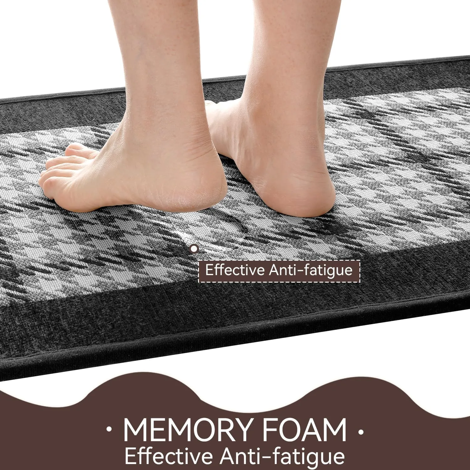 Zamo Anti-Fatigue Kitchen Mat, Non Slip Kitchen Rugs with Memory Foam, Absorbent Runner Mat for Floor, Standing Mats for in Front of Sink, Door, Laundry, Entryway, Hallway (Black, 32" × 17.3")