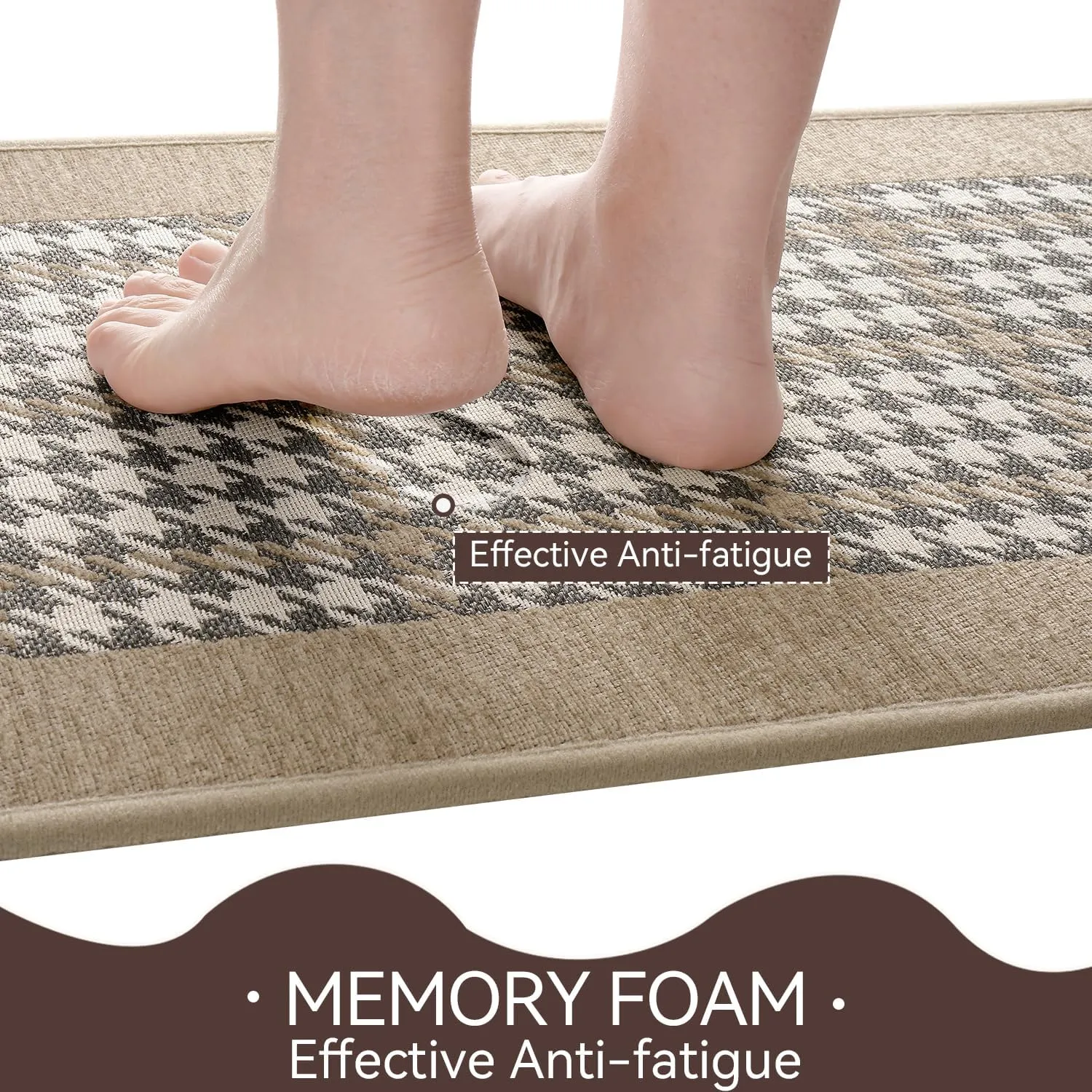 Zamo Anti-Fatigue Kitchen Mat, Non Slip Kitchen Rugs with Memory Foam, Absorbent Runner Mat for Floor, Standing Mats for in Front of Sink, Door, Laundry, Entryway, Hallway (Brown, 32" × 17.3")