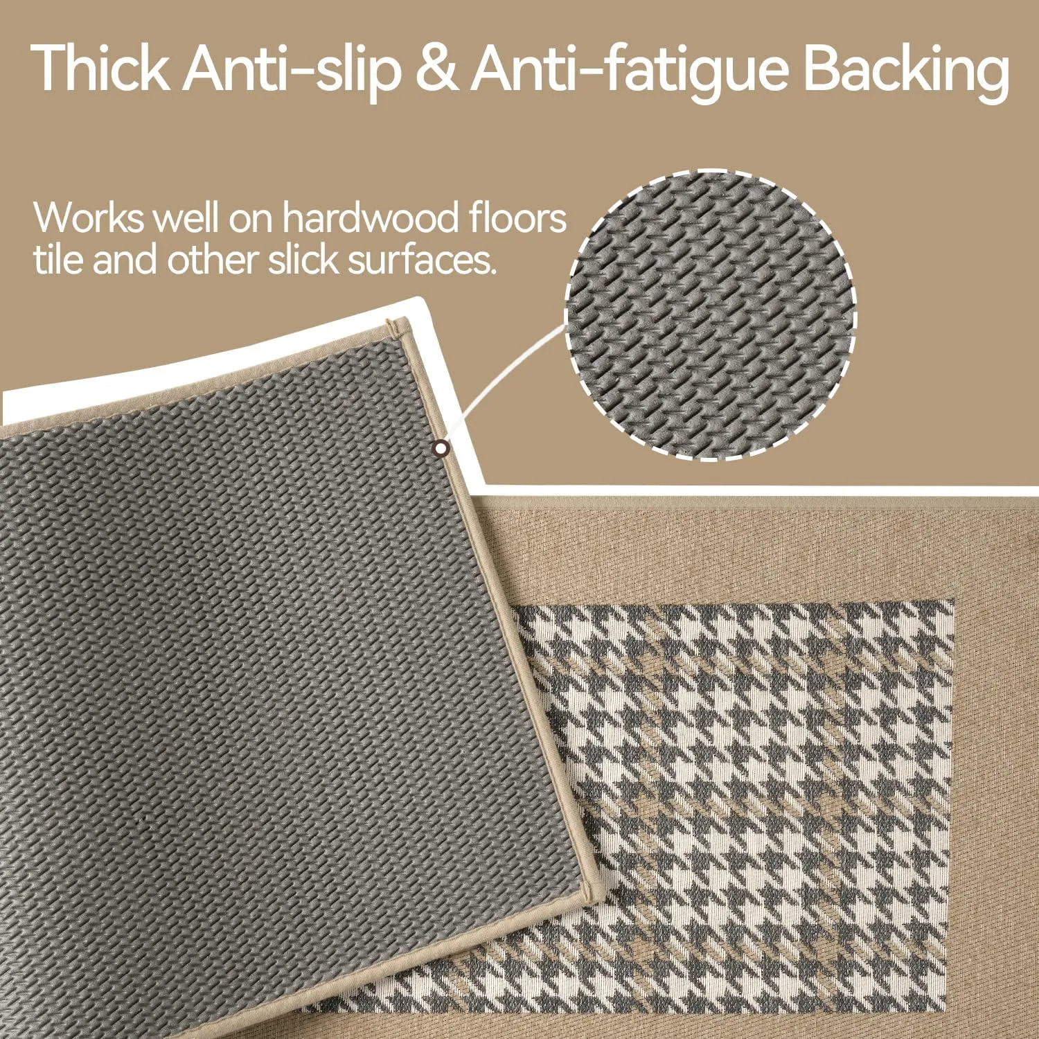 Zamo Anti-Fatigue Kitchen Mat, Non Slip Kitchen Rugs with Memory Foam, Absorbent Runner Mat for Floor, Standing Mats for in Front of Sink, Door, Laundry, Entryway, Hallway (Brown, 32" × 17.3")