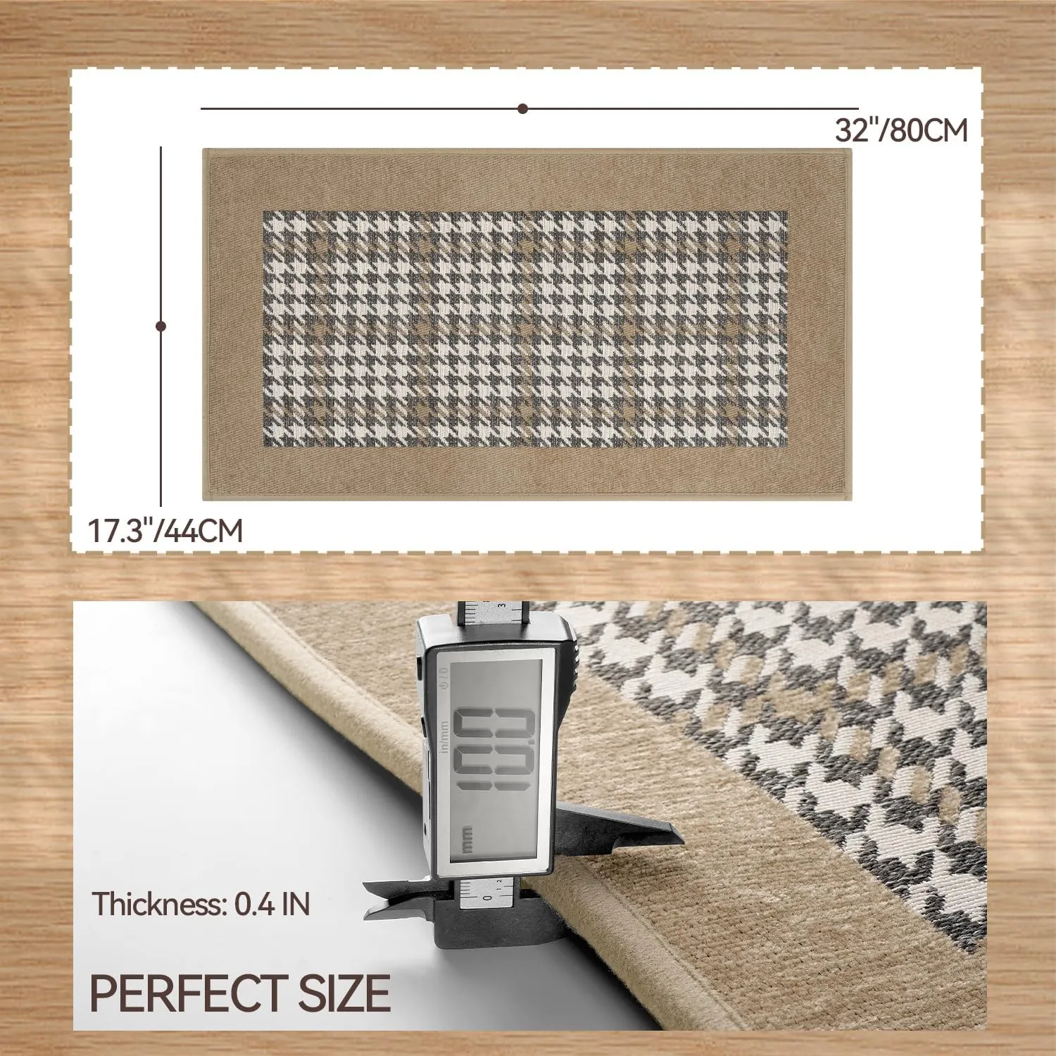 Zamo Anti-Fatigue Kitchen Mat, Non Slip Kitchen Rugs with Memory Foam, Absorbent Runner Mat for Floor, Standing Mats for in Front of Sink, Door, Laundry, Entryway, Hallway (Brown, 32" × 17.3")