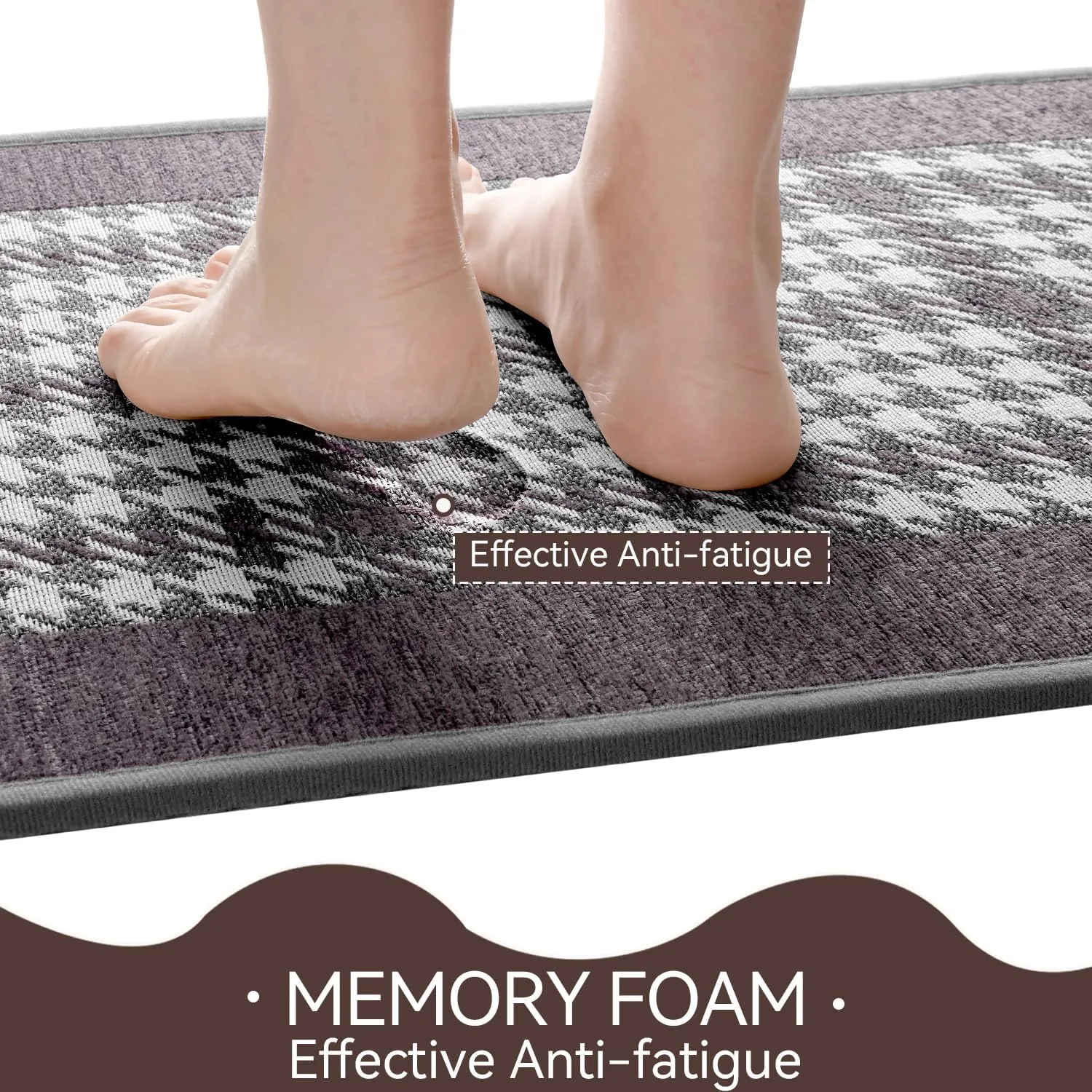 Zamo Anti-Fatigue Kitchen Mat, Non Slip Kitchen Rugs with Memory Foam, Absorbent Runner Mat for Floor, Standing Mats for in Front of Sink, Door, Laundry, Entryway, Hallway (Grey, 32" × 17.3")