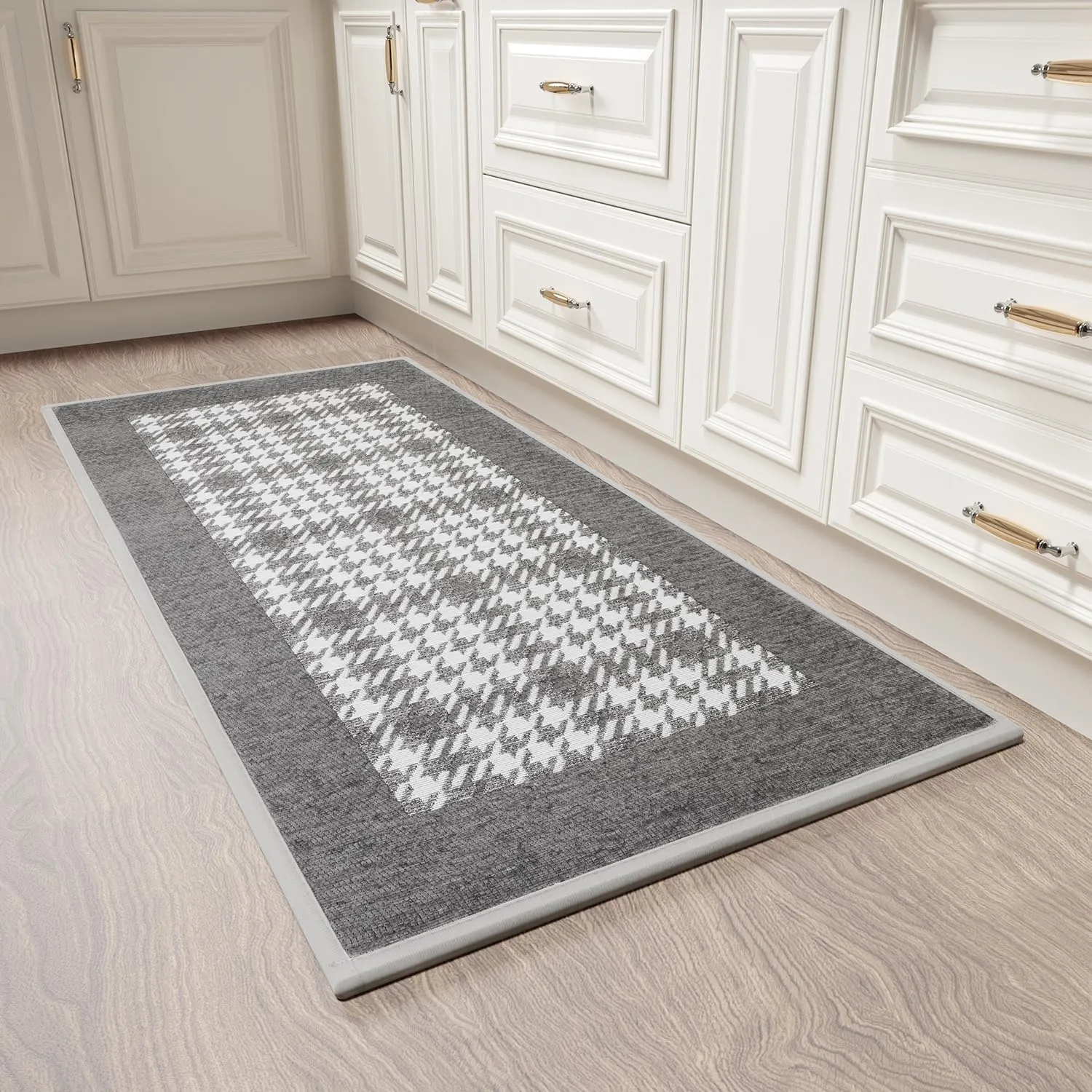 Zamo Anti-Fatigue Kitchen Mat, Non Slip Kitchen Rugs with Memory Foam, Absorbent Runner Mat for Floor, Standing Mats for in Front of Sink, Door, Laundry, Entryway, Hallway (Grey, 32" × 17.3")
