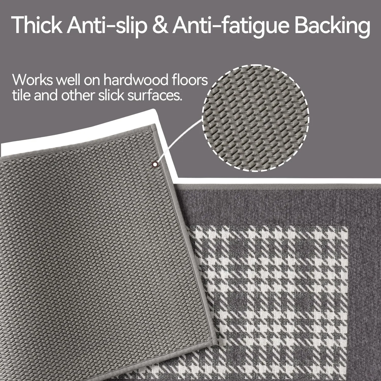 Zamo Anti-Fatigue Kitchen Mat, Non Slip Kitchen Rugs with Memory Foam, Absorbent Runner Mat for Floor, Standing Mats for in Front of Sink, Door, Laundry, Entryway, Hallway (Grey, 32" × 17.3")