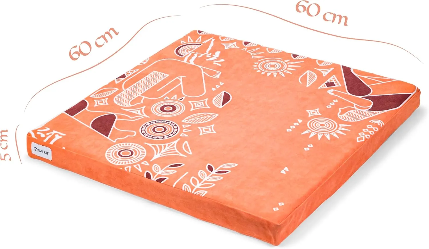 Zaveur Royal Court Meditation Mat With Velvet Cover - 24" x 24" Square Zabuton Thick Yoga Mat - Non Slip Exercise Mat for Home Workout - Thick Foam Exercise Floor Mat for Zafu or Bench
