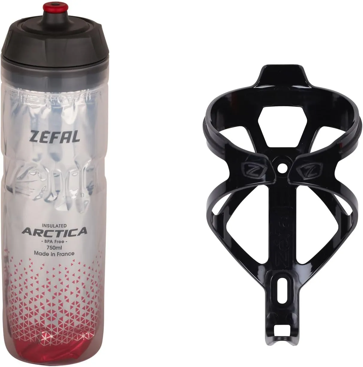 ZEFAL Pack Arctica 75 Silver-Red and Pulse B2 Black - Hydration Pack with Isothermal Bicycle Bottle and Bicycle Bottle Holder - Bicycle Water Bottle with Holder - 146 g