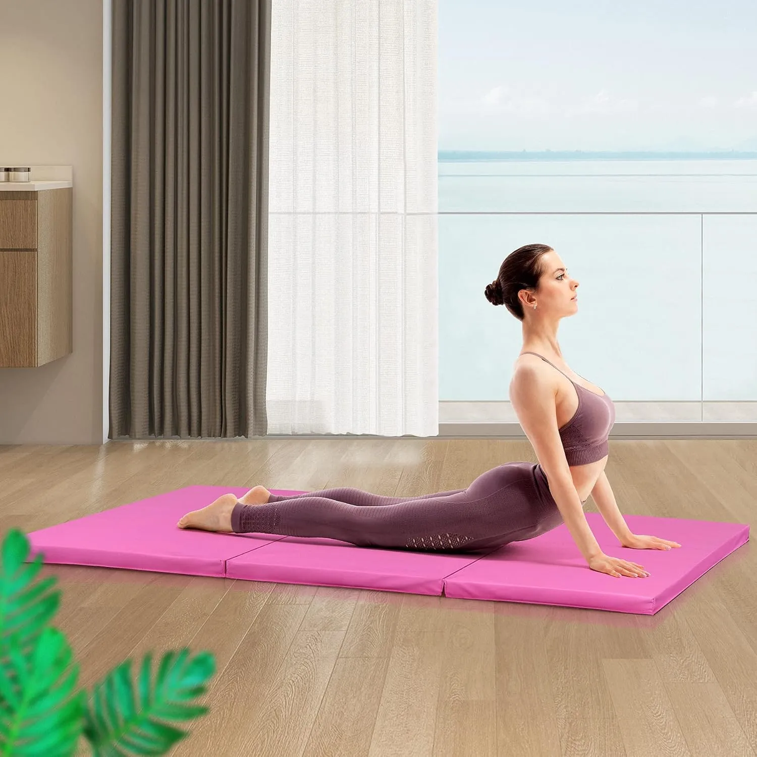 ZENY 2’’ Thick Tri-fold Folding Gym Exercise Mat Extra Thick Gymnastics Mat Tumbling Mat with Carrying Handles for Home Workout, Core Workouts, Stretching, MMA, Yoga