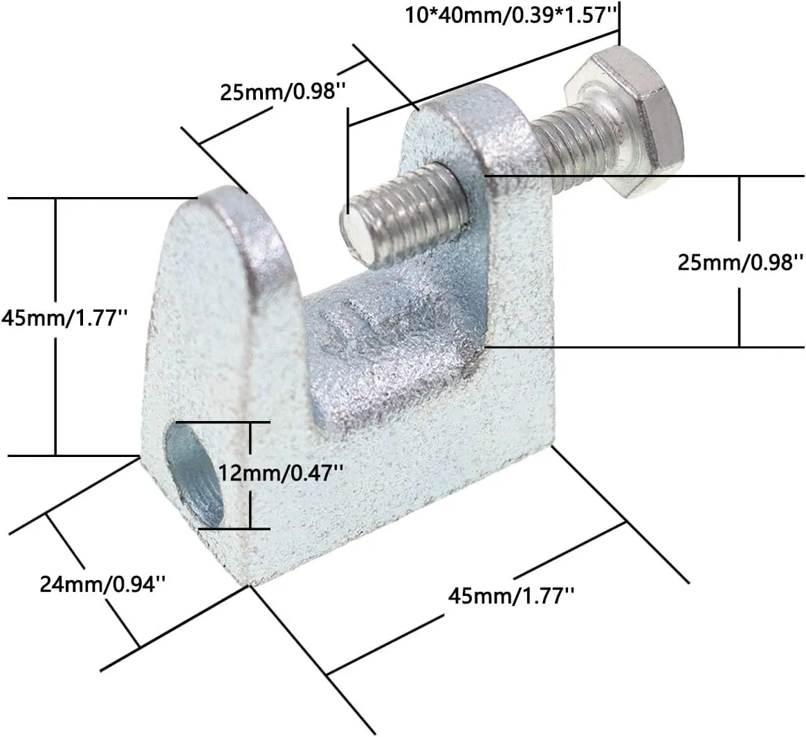 Zinc Plated Iron Safety Beam Clamp,TTZEZE Adjustable I Beam Clamp,Universal Beam C Clamp for Safety Harness with Hex Head Bolt,Hardware Accessory for Cable Conduit,25mm/0.98''Jaw Opening 10 PCS
